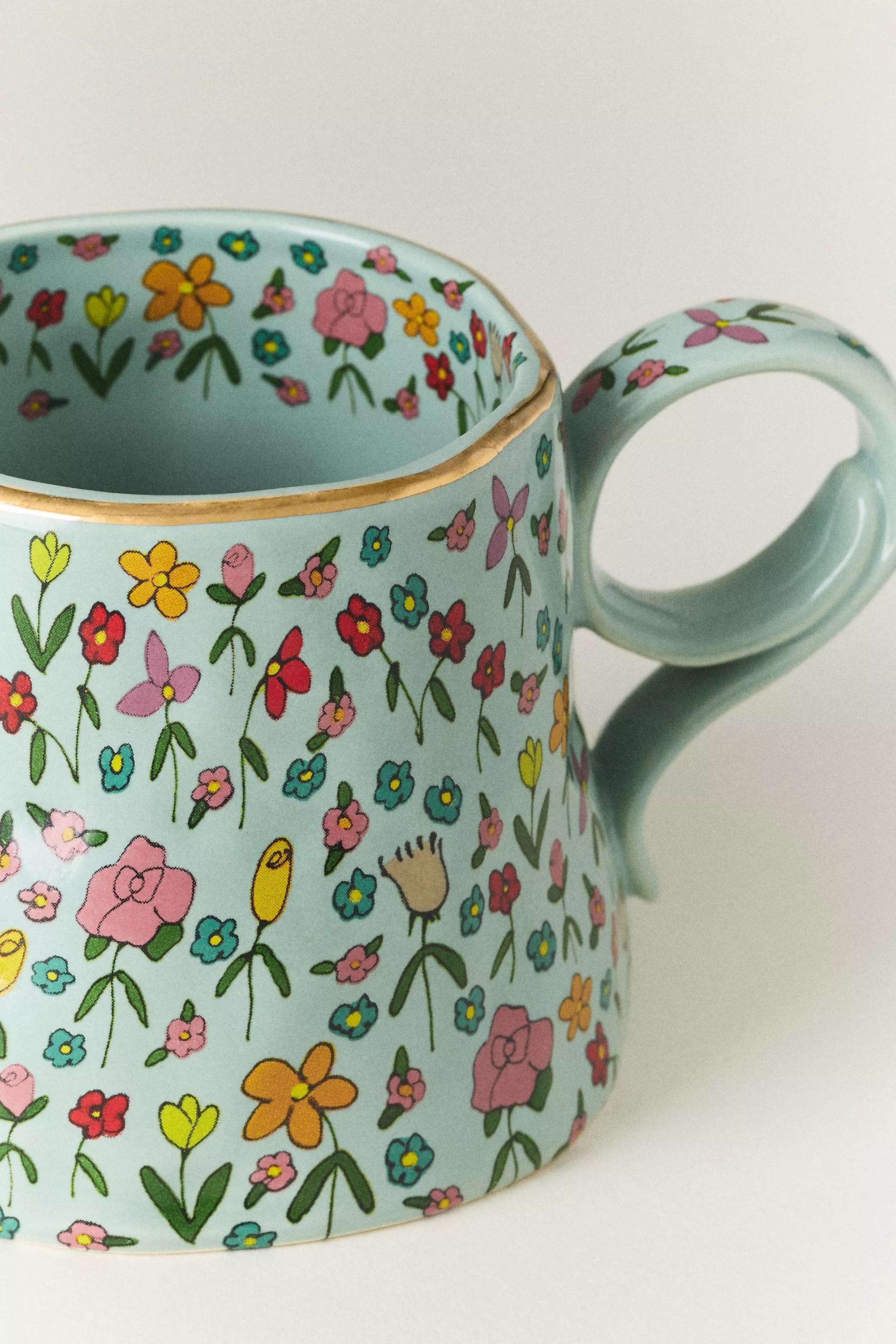 The Mud Fairy Blooming Hearts Stoneware Mug, Blue, A501_0040, large image number 2