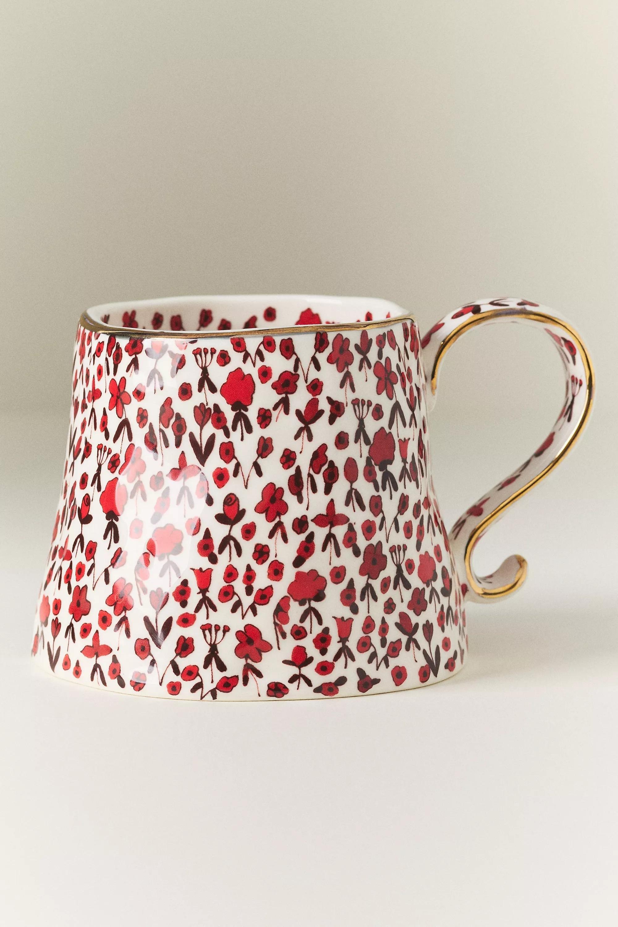 The Mud Fairy Blooming Hearts Stoneware Mug, Red, A501_0060, large image number 0