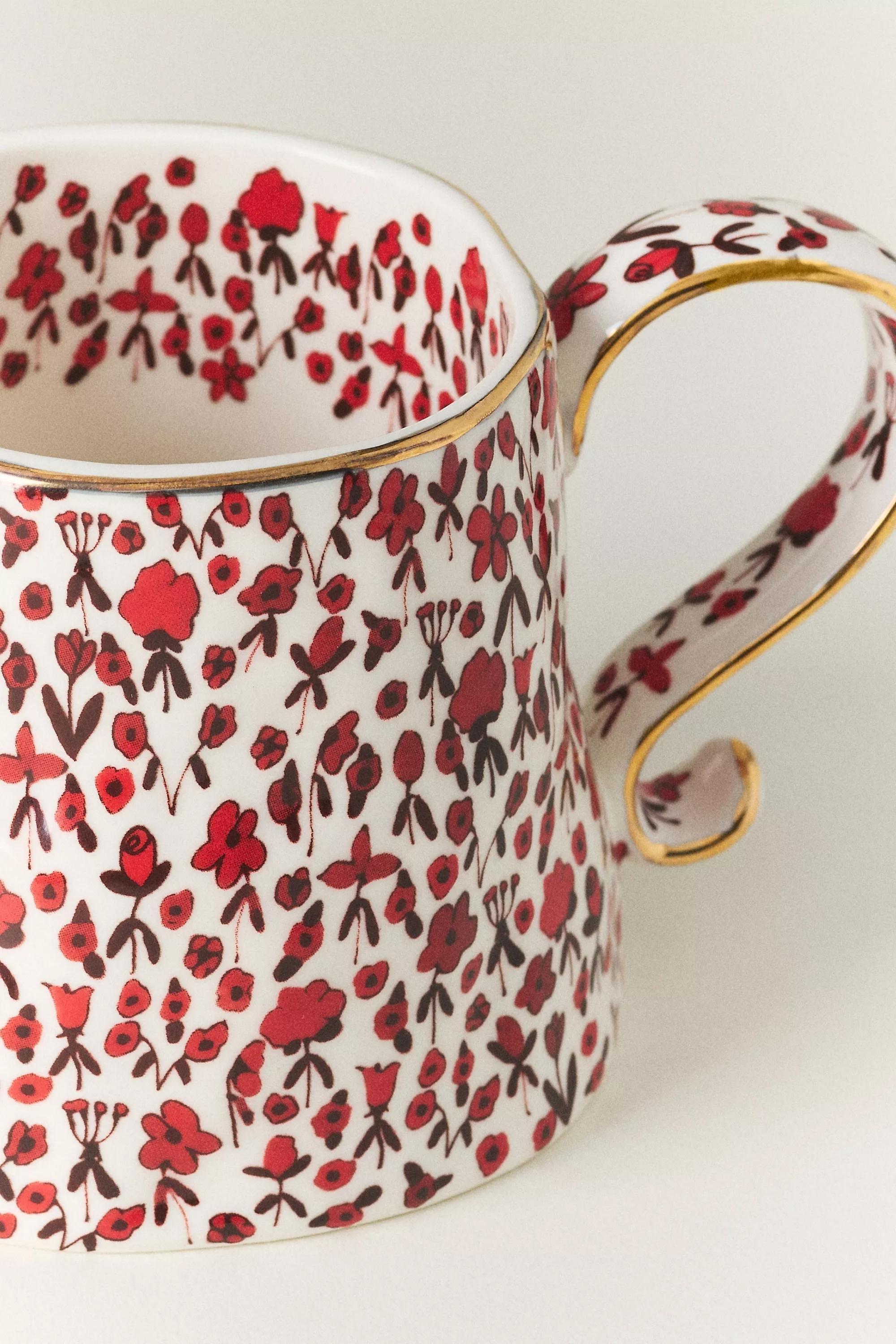 The Mud Fairy Blooming Hearts Stoneware Mug, Red, A501_0060, large image number 2