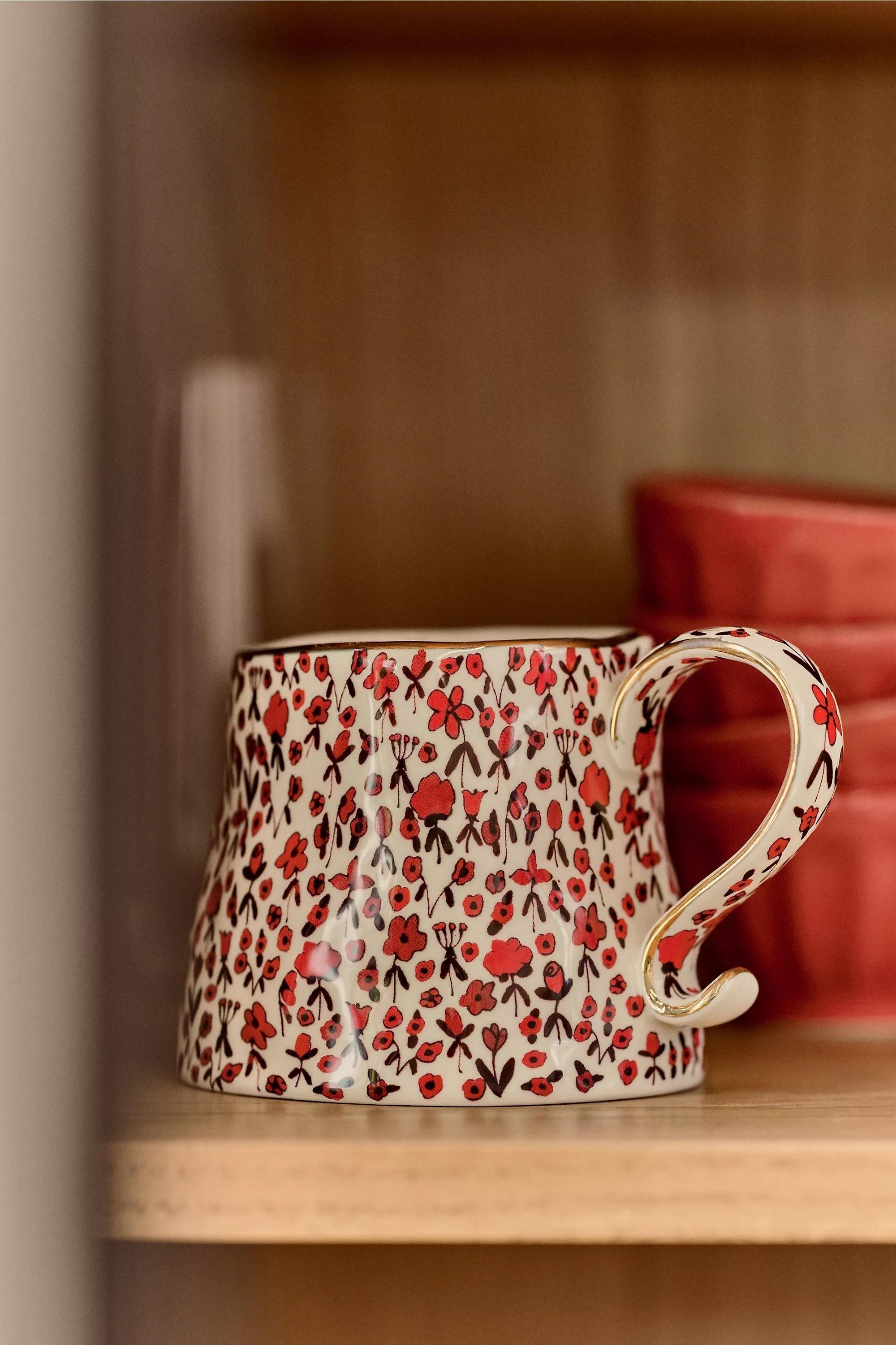 The Mud Fairy Blooming Hearts Stoneware Mug, Red, A501_0060, large image number 3