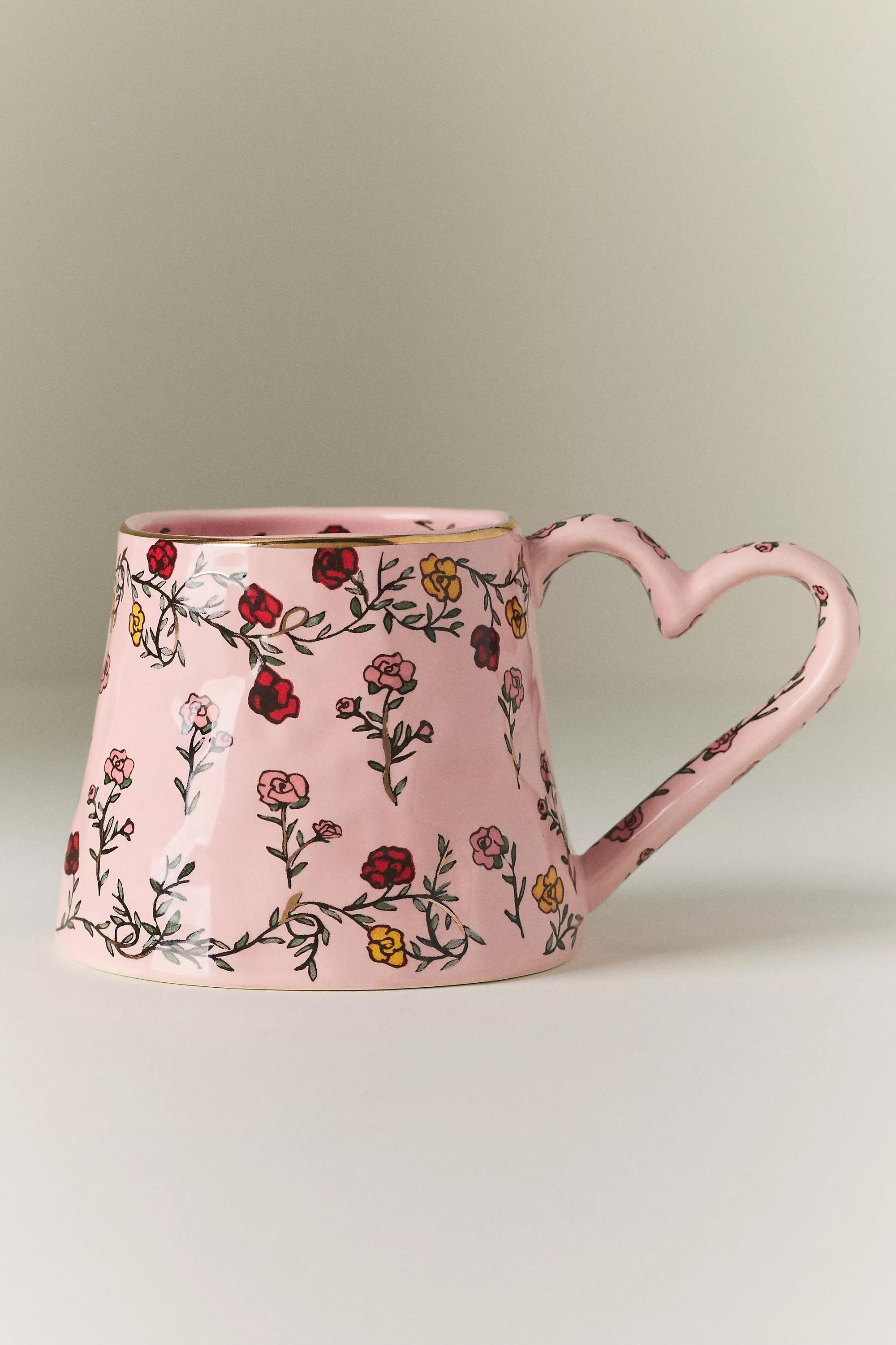 The Mud Fairy Blooming Hearts Stoneware Mug, Pink, A501_0066, large image number 0