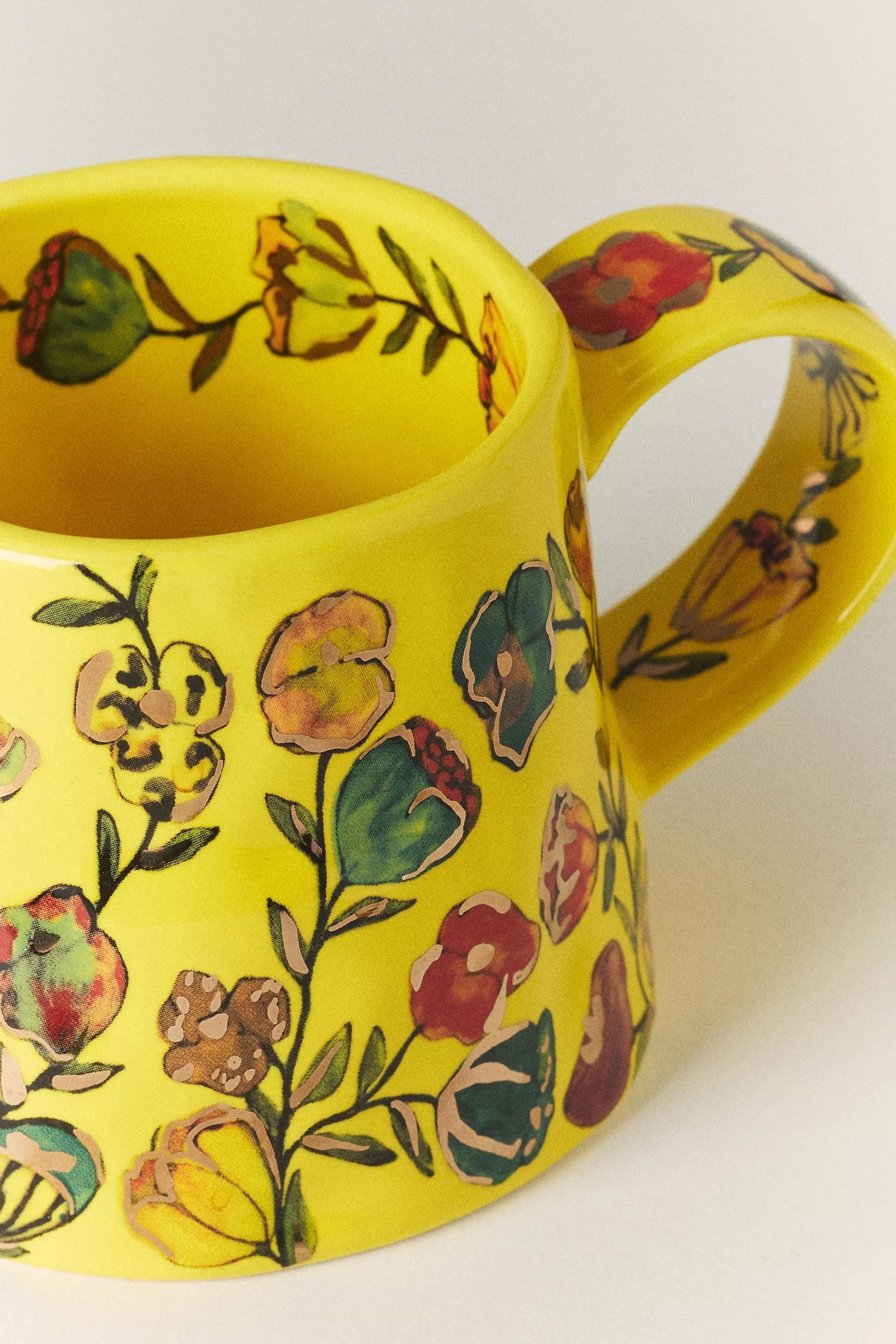 The Mud Fairy Blooming Hearts Stoneware Mug, Yellow, A501_0072, large image number 2