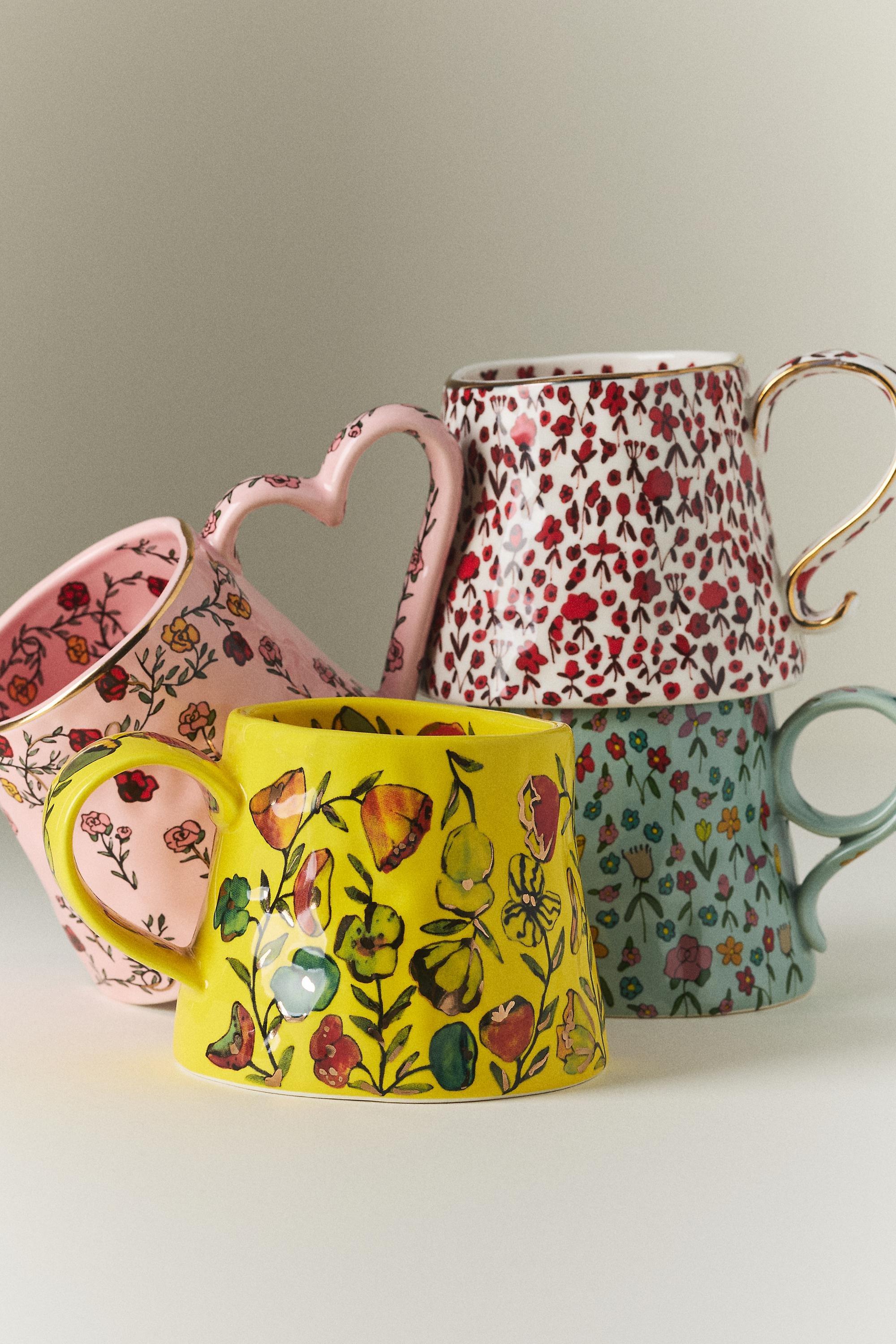 The Mud Fairy Blooming Hearts Stoneware Mug, Yellow, A501_0072, large image number 2