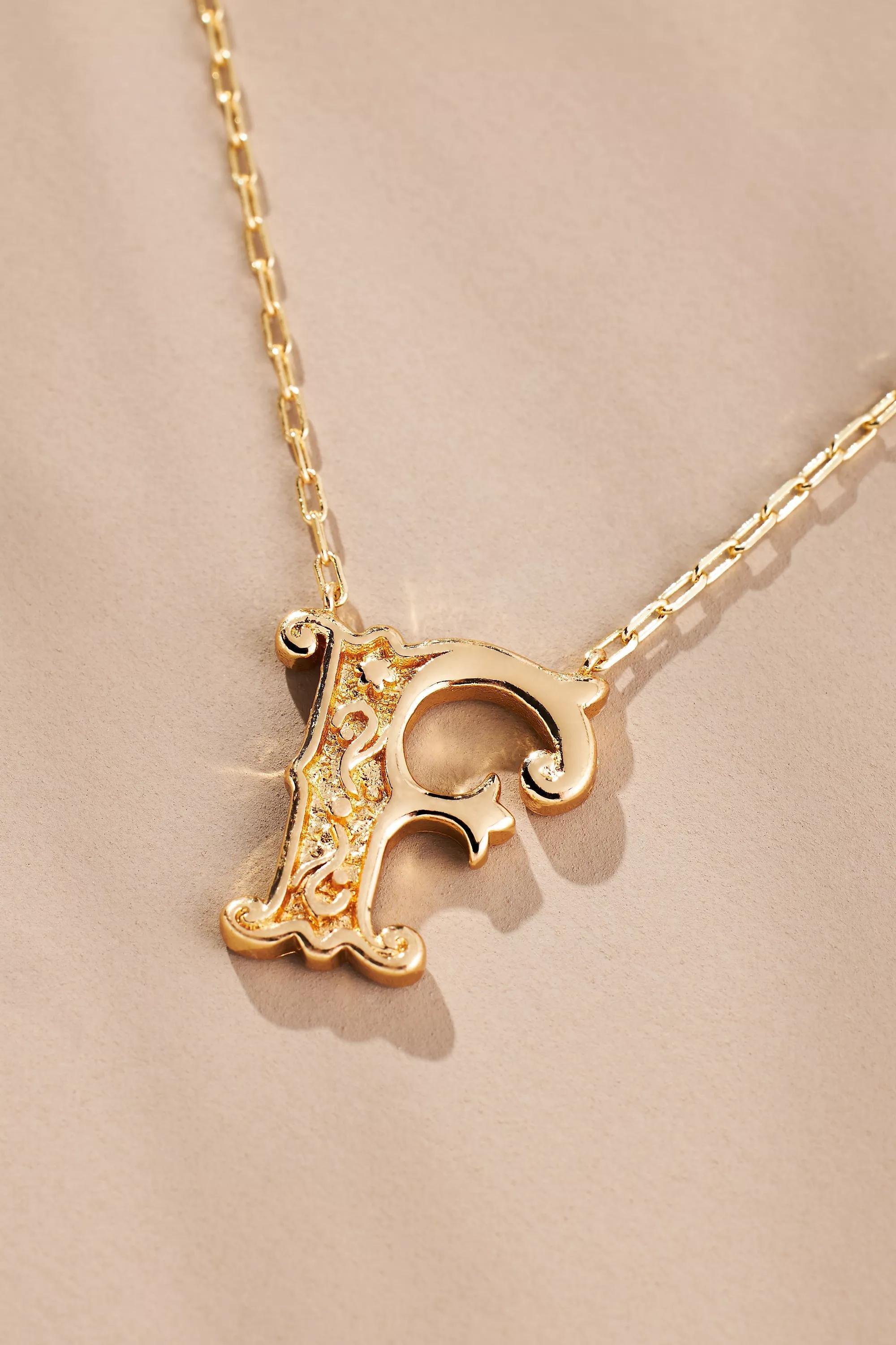 Anthropologie Letter Necklace, Gold, A501_0906, large image number 0