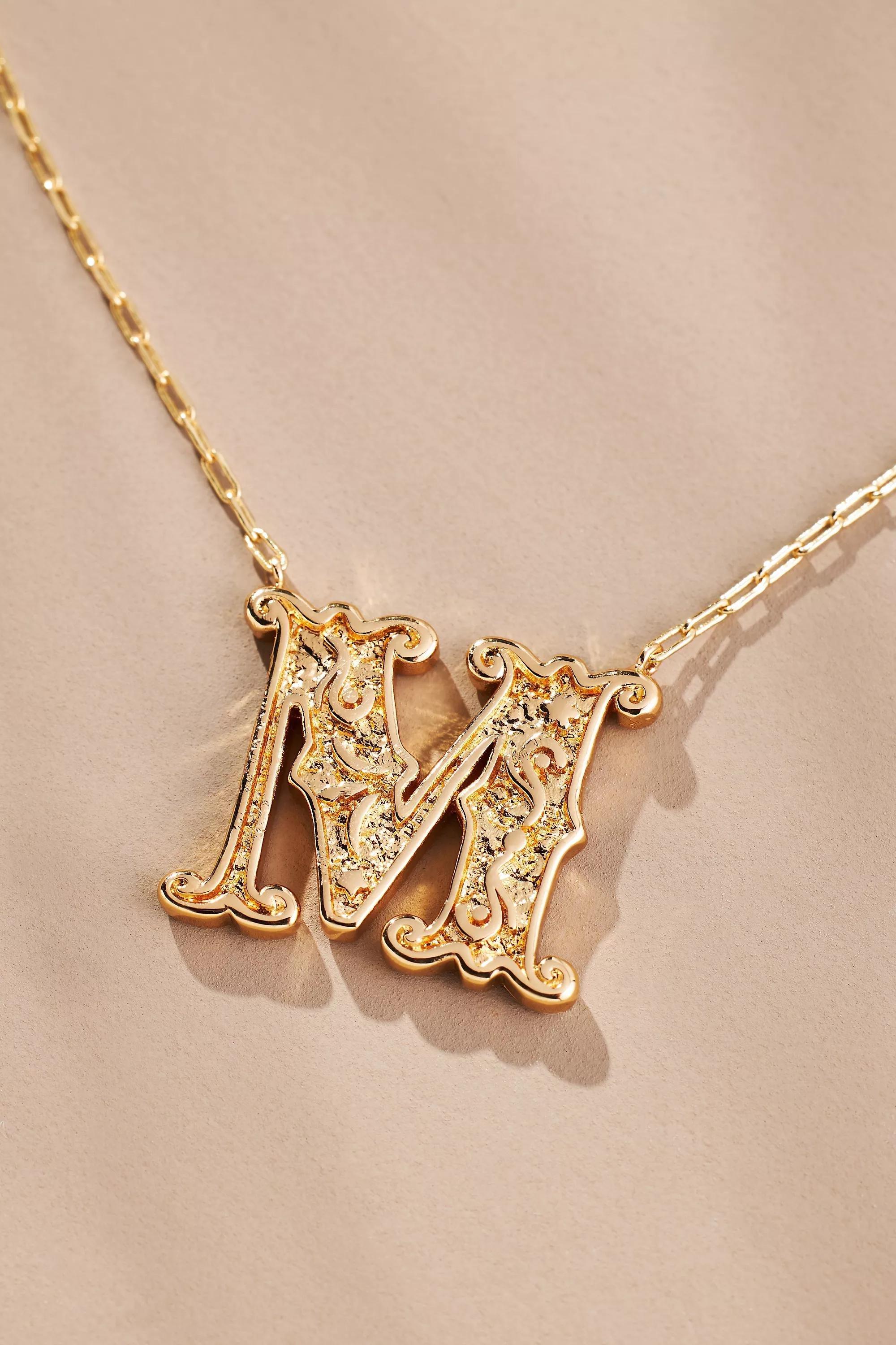 Anthropologie Letter Necklace, Gold, A501_0913, large image number 0