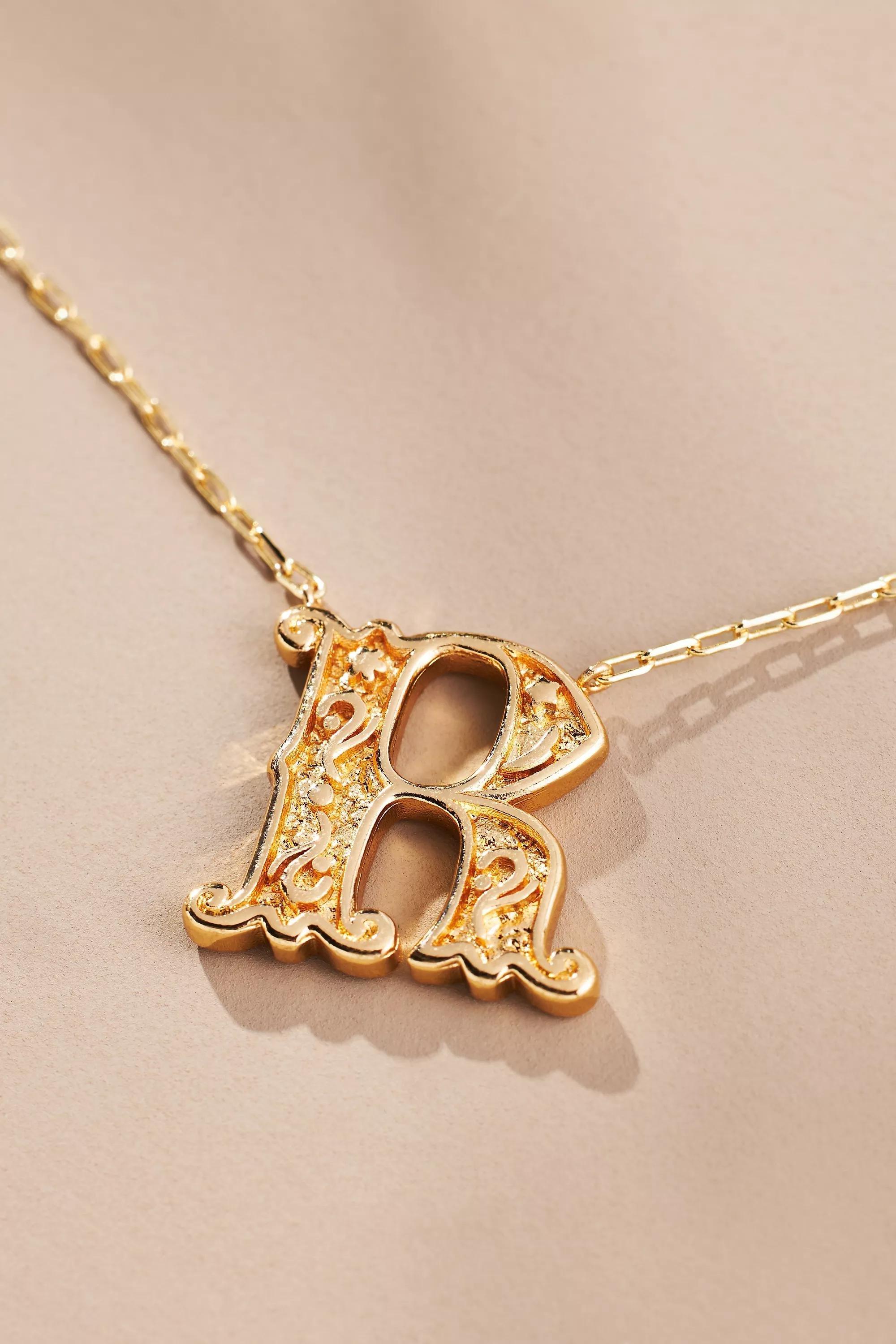 Anthropologie Letter Necklace, Gold, A501_0918, medium