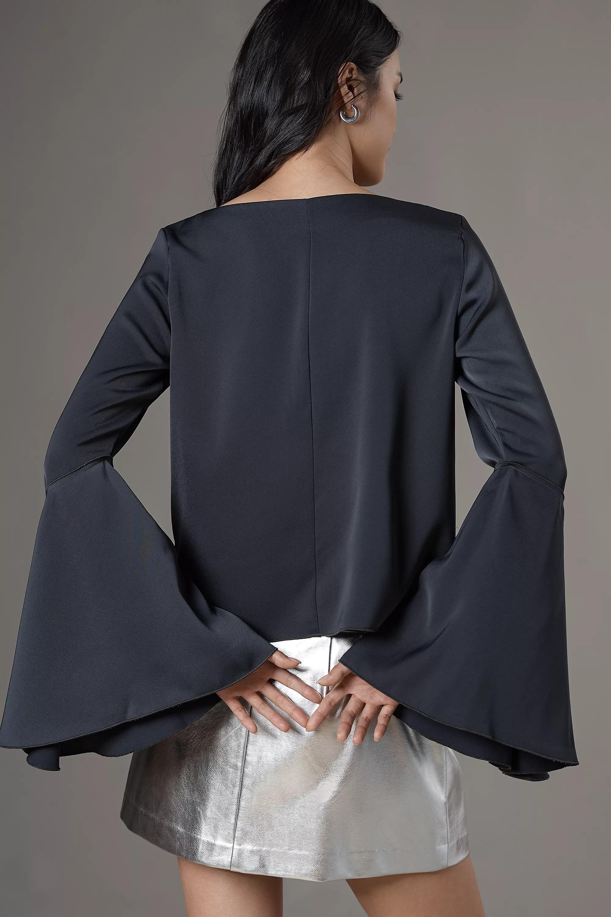 Anthropologie Plain Blouse, Black, A501_0001, large image number 1