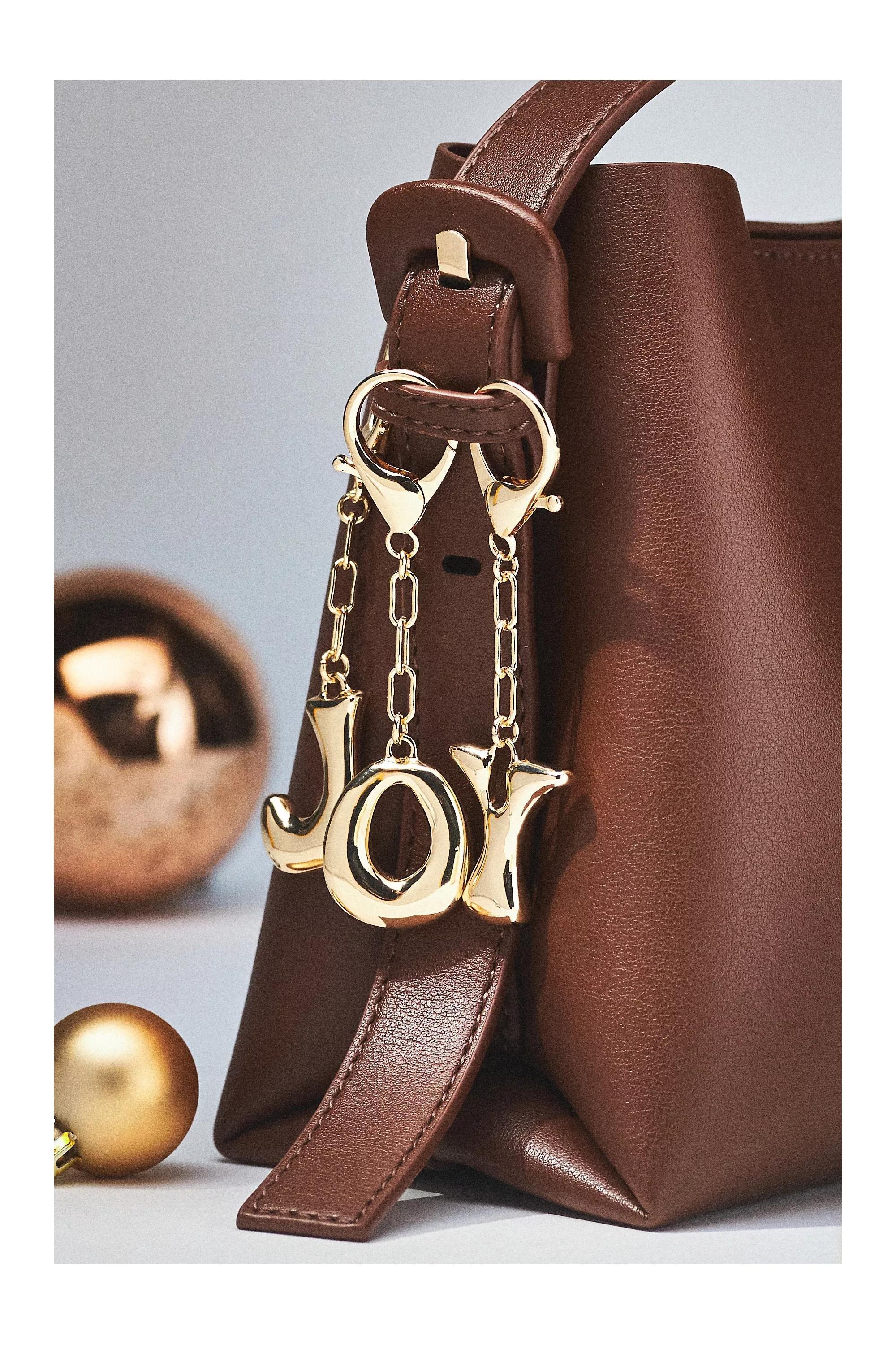 Anthropologie J Bubble Letter Monogram Bag Charm, Gold, A501_0910, large image number 4