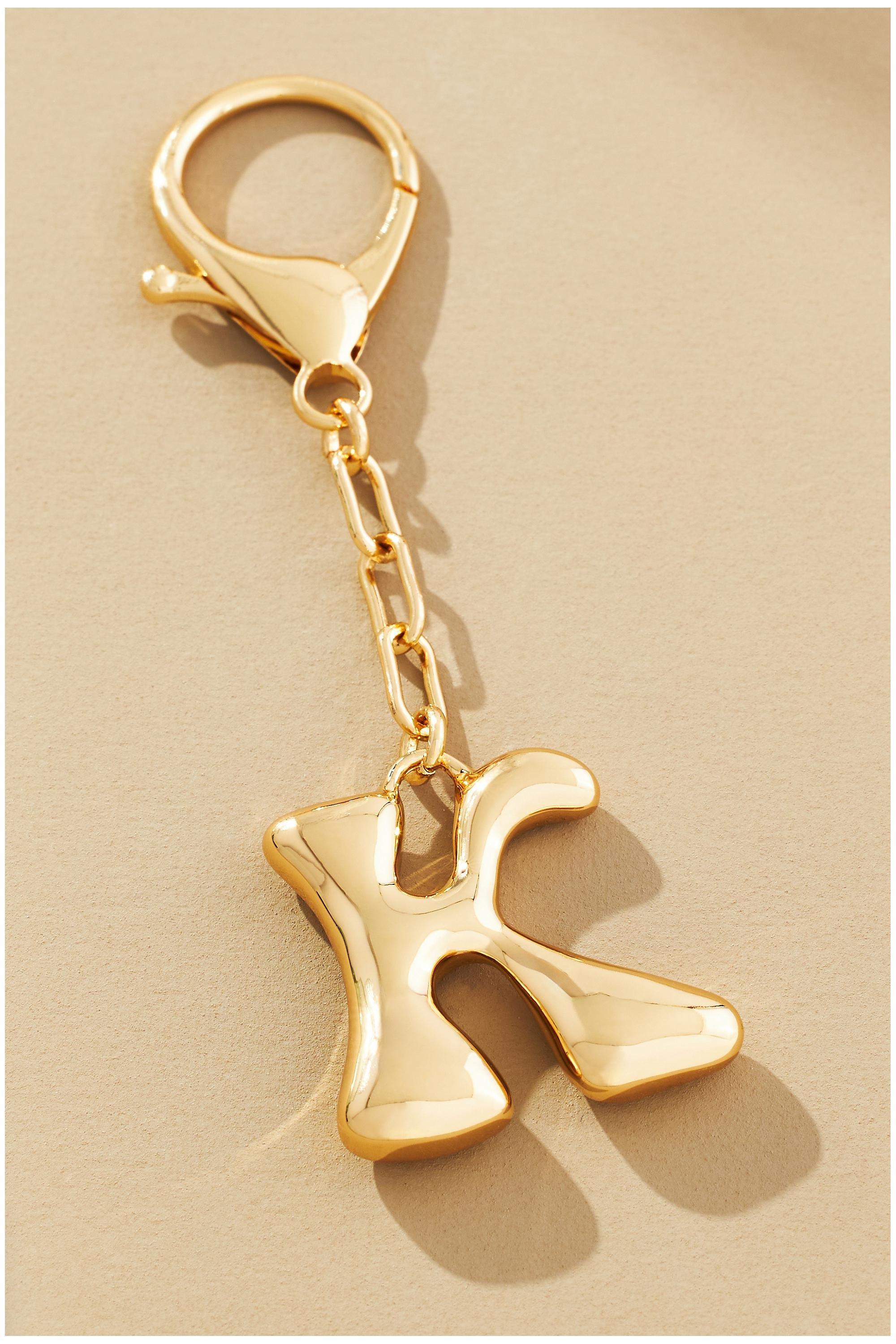 Anthropologie K Bubble Letter Monogram Bag Charm, Gold, A501_0911, large image number 0