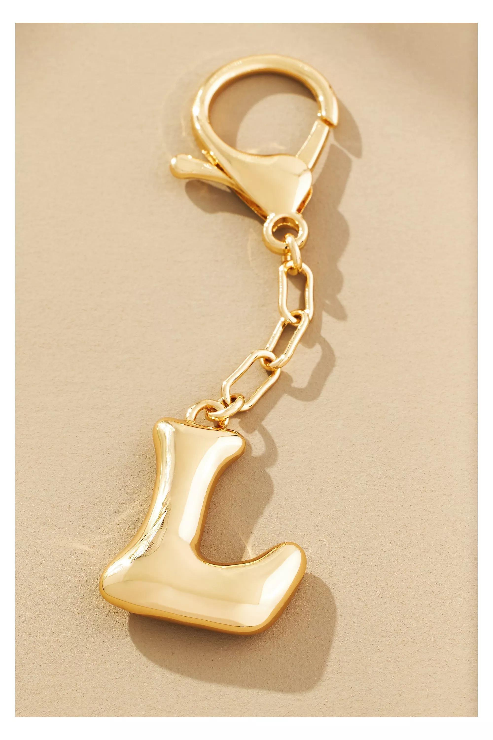 Anthropologie Bubble Letter Monogram Bag Charm, Gold, A501_0912, large image number 0