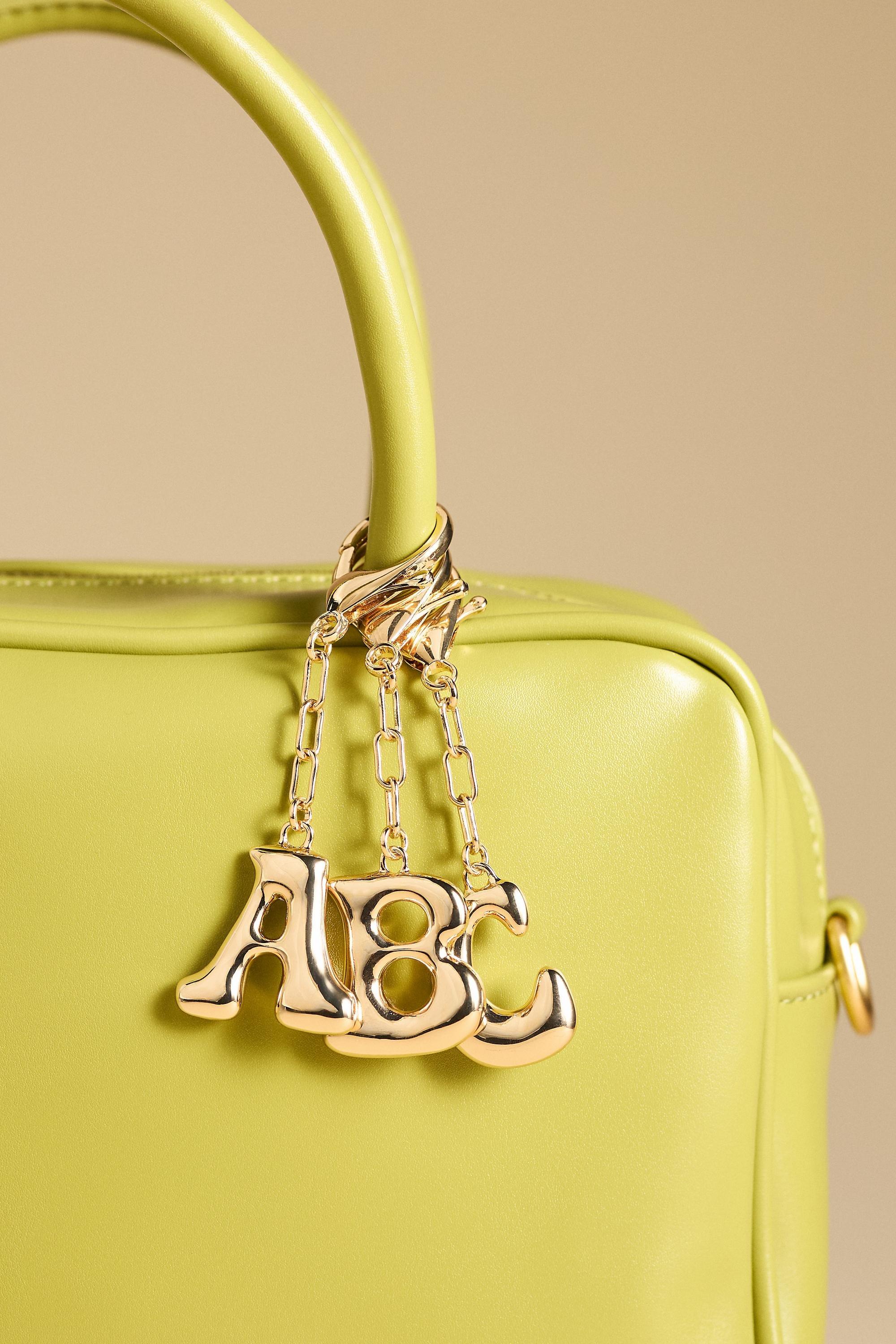 Anthropologie R Bubble Letter Monogram Bag Charm, Gold, A501_0918, medium