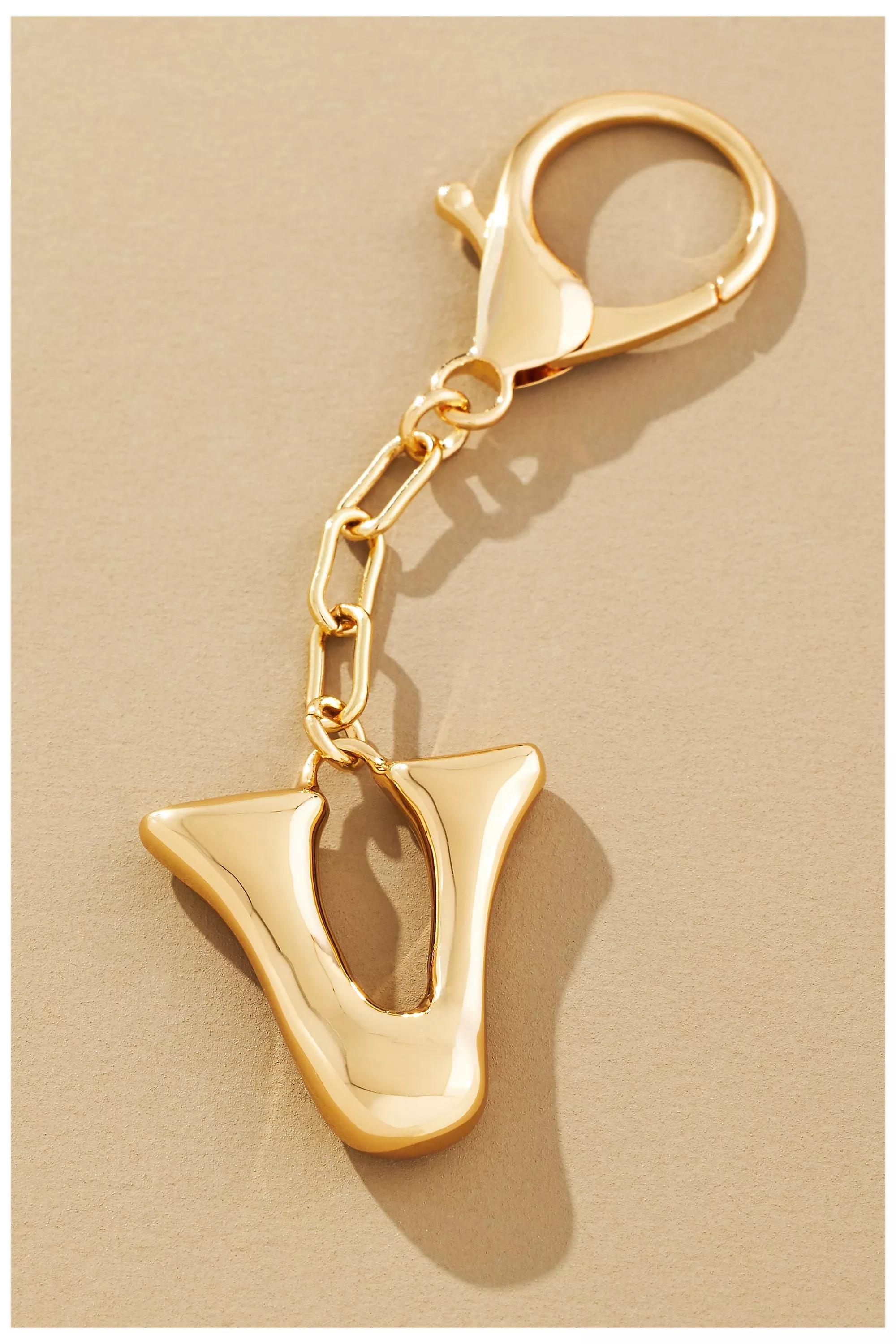 Anthropologie V Bubble Letter Monogram, Gold, A501_0922, medium