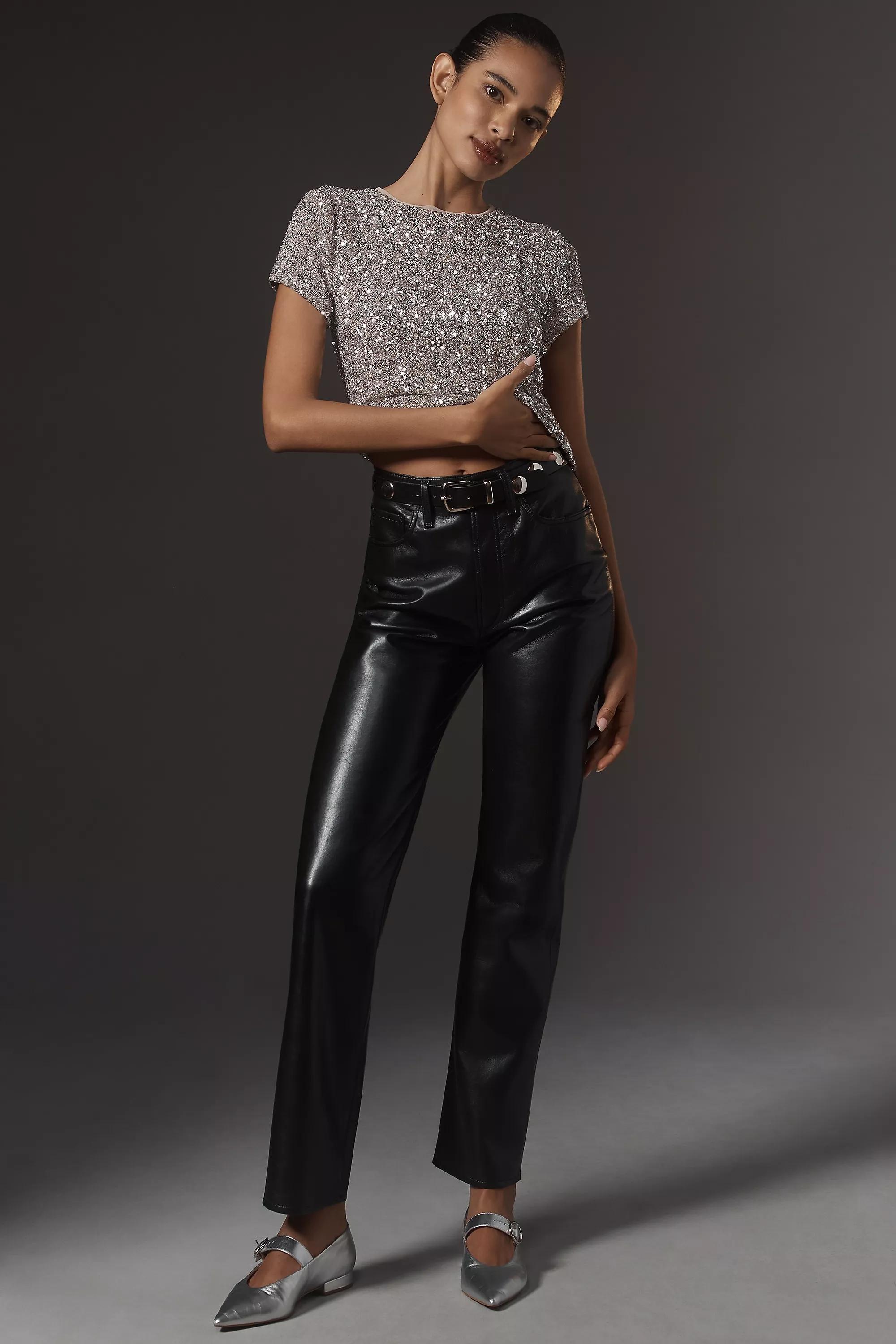 By Maeve Sequin Muscle T-Shirt, Silver, A501_0007, large image number 2