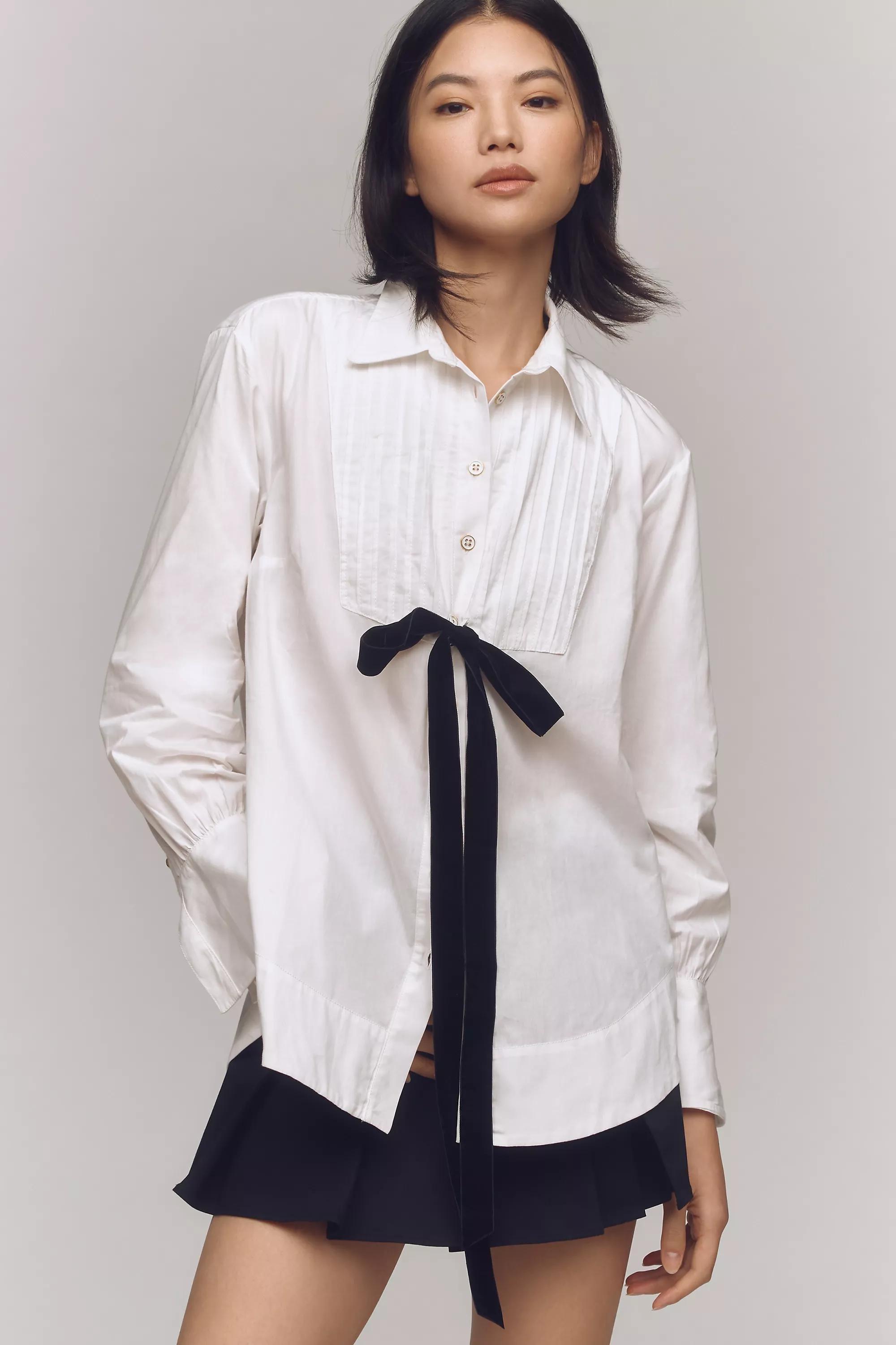 Maeve Tuxedo Tie Tunic Blouse, A501_0010, medium