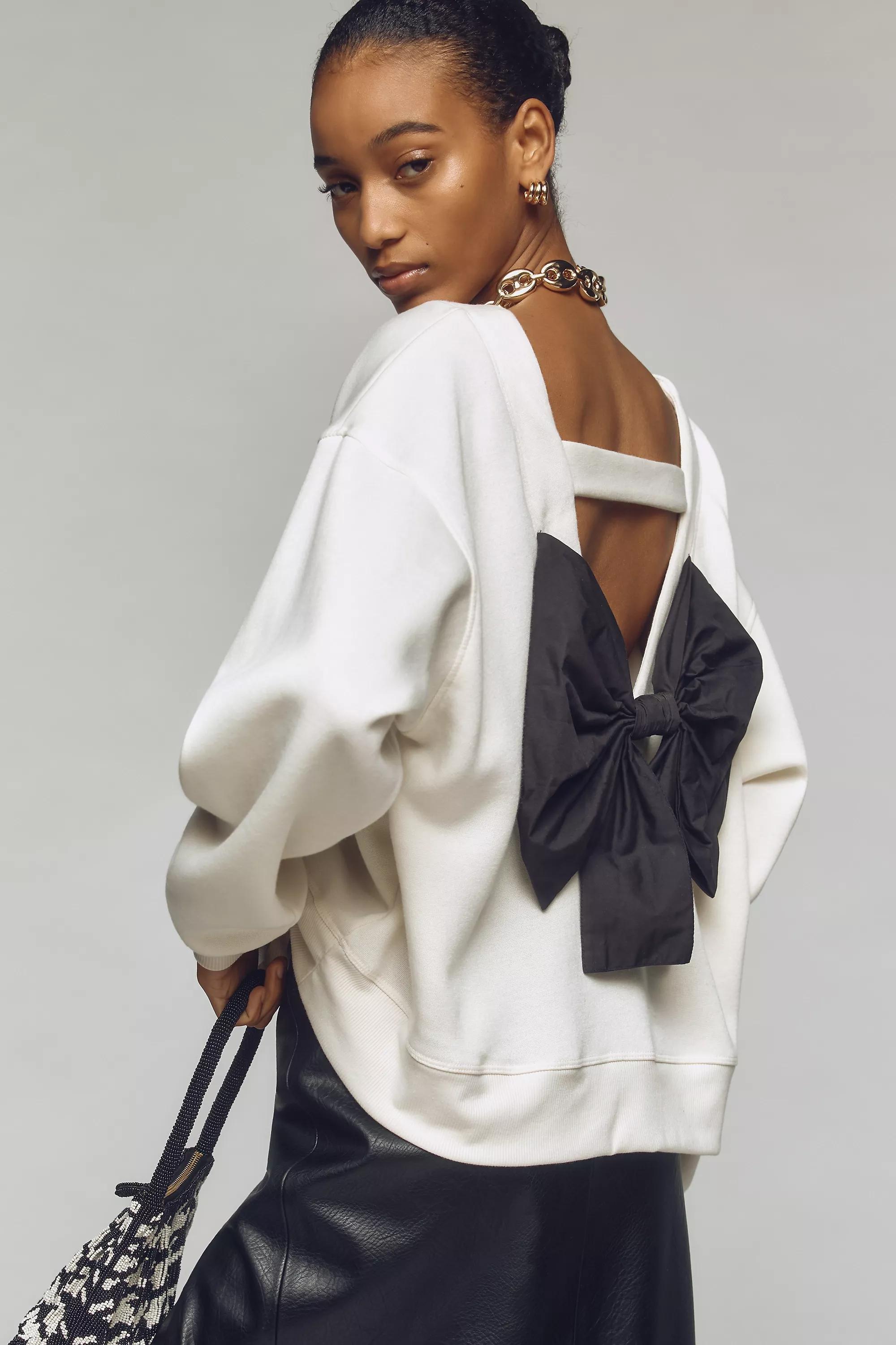 Anthropologie Plain Cropped Sweatshirt, White, , large image number 3