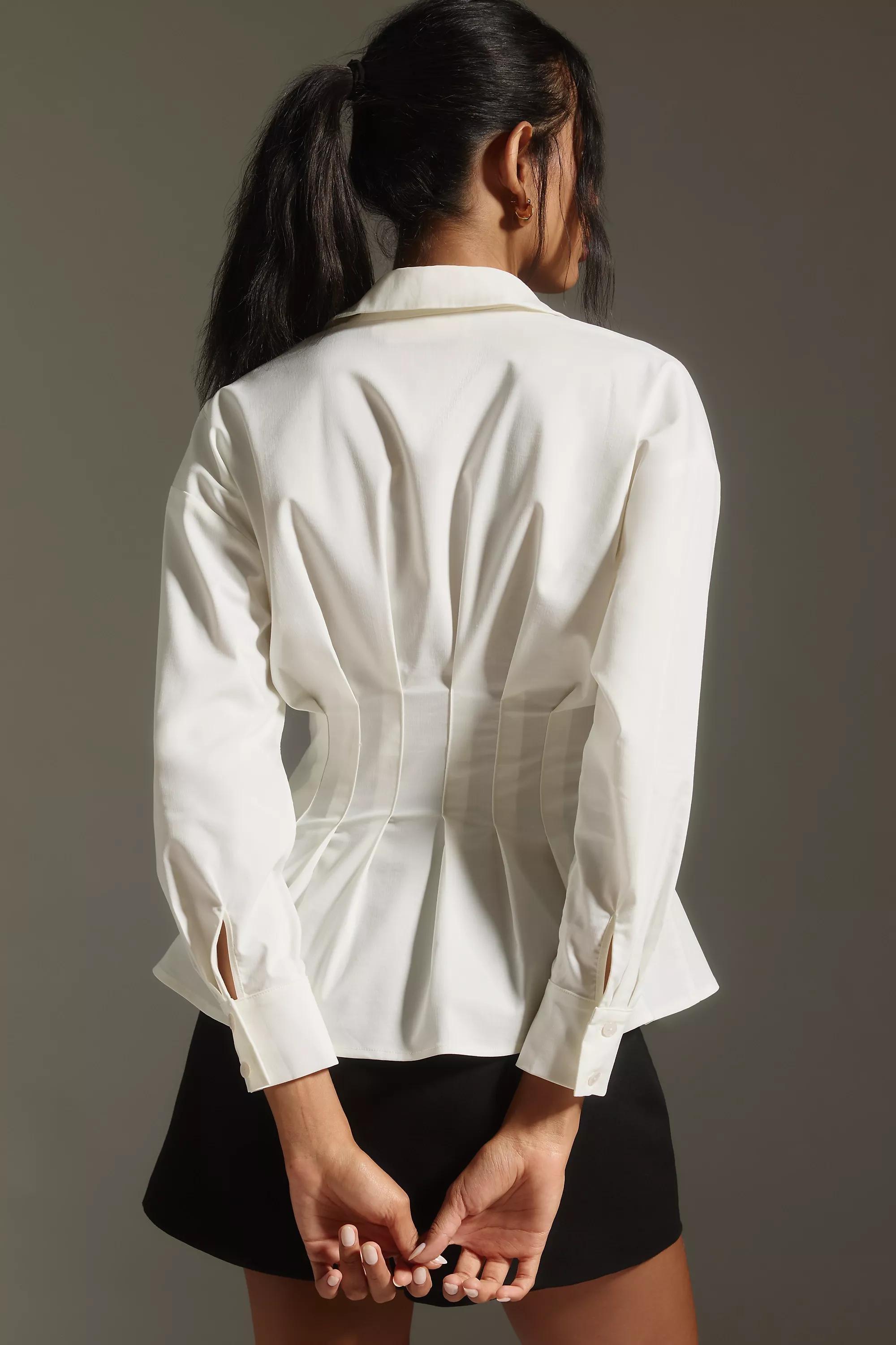 Anthropologie Plain Pleated Brunch, White, , large image number 1