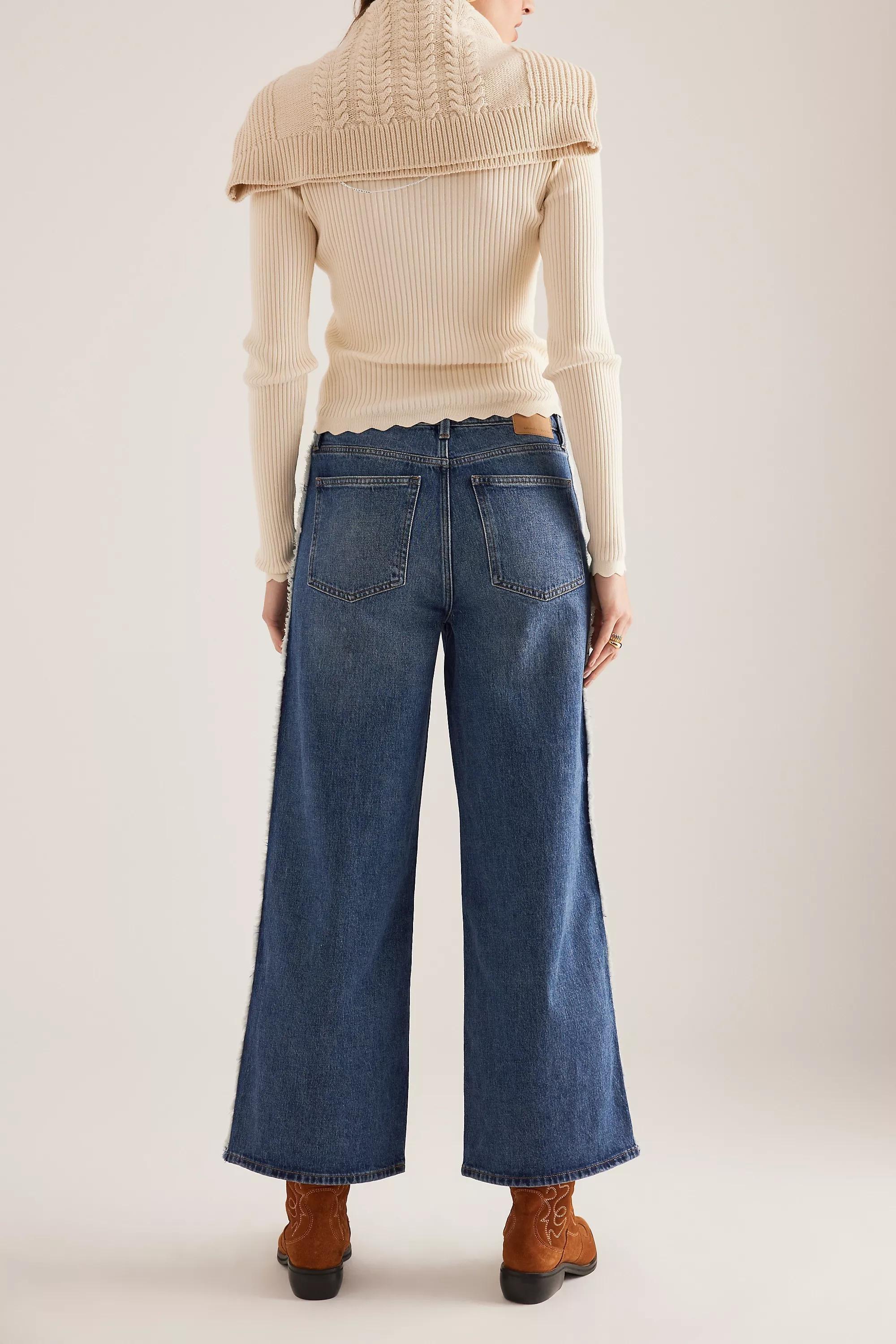 Anthropologie Gracie Side-Stripe Jeans, Blue, , large image number 1