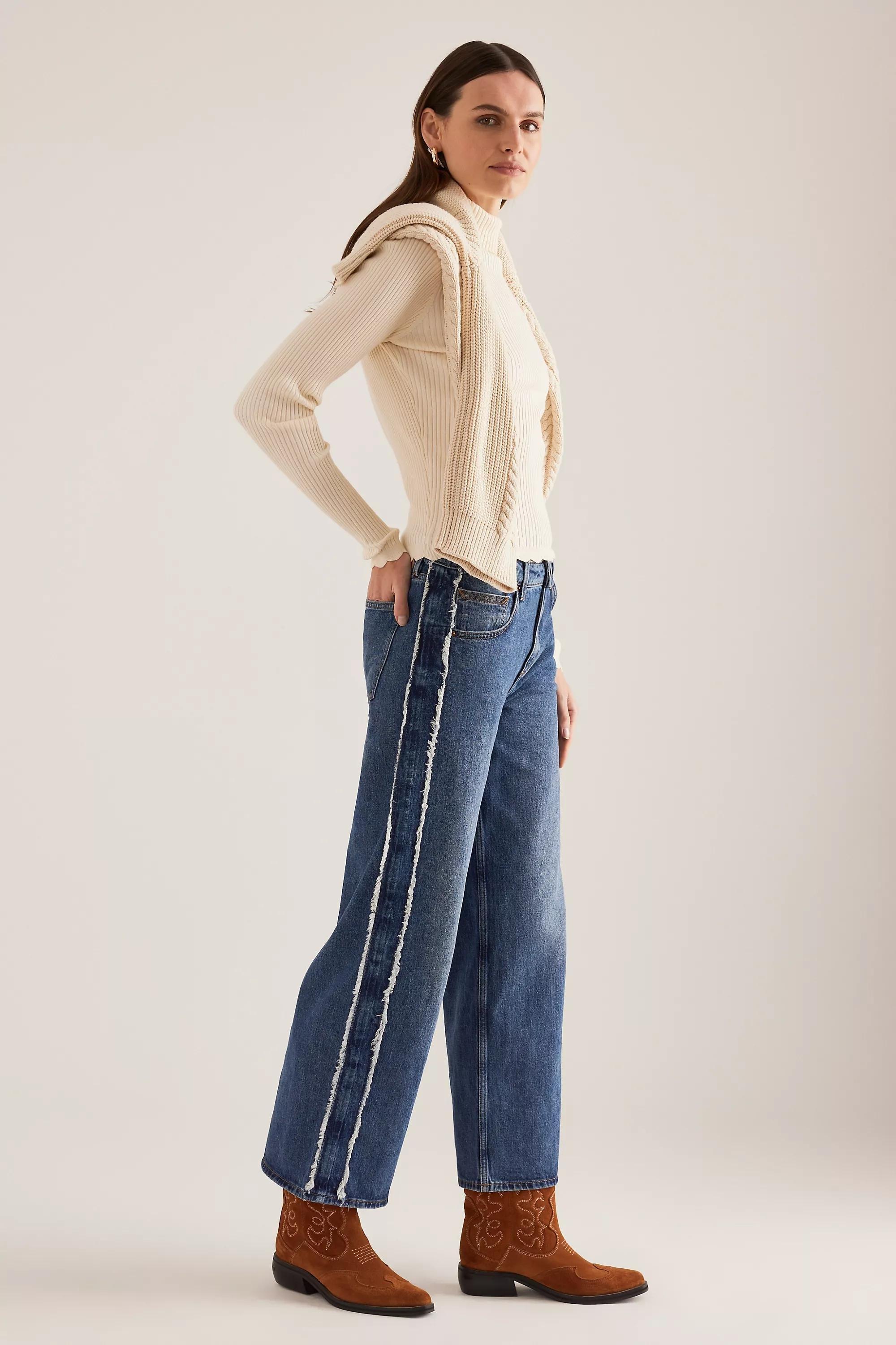 Anthropologie Gracie Side-Stripe Jeans, Blue, , large image number 2