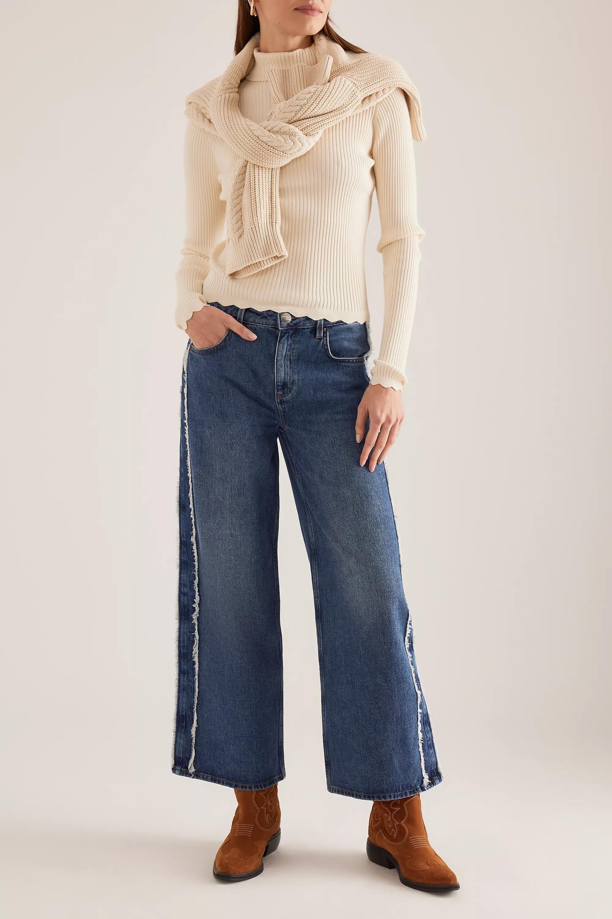 Anthropologie Gracie Side-Stripe Jeans, Blue, , large image number 3