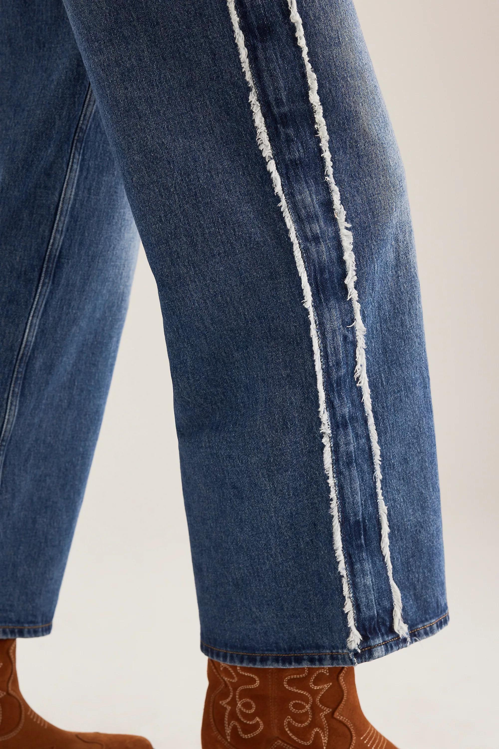 Anthropologie Gracie Side-Stripe Jeans, Blue, , large image number 4
