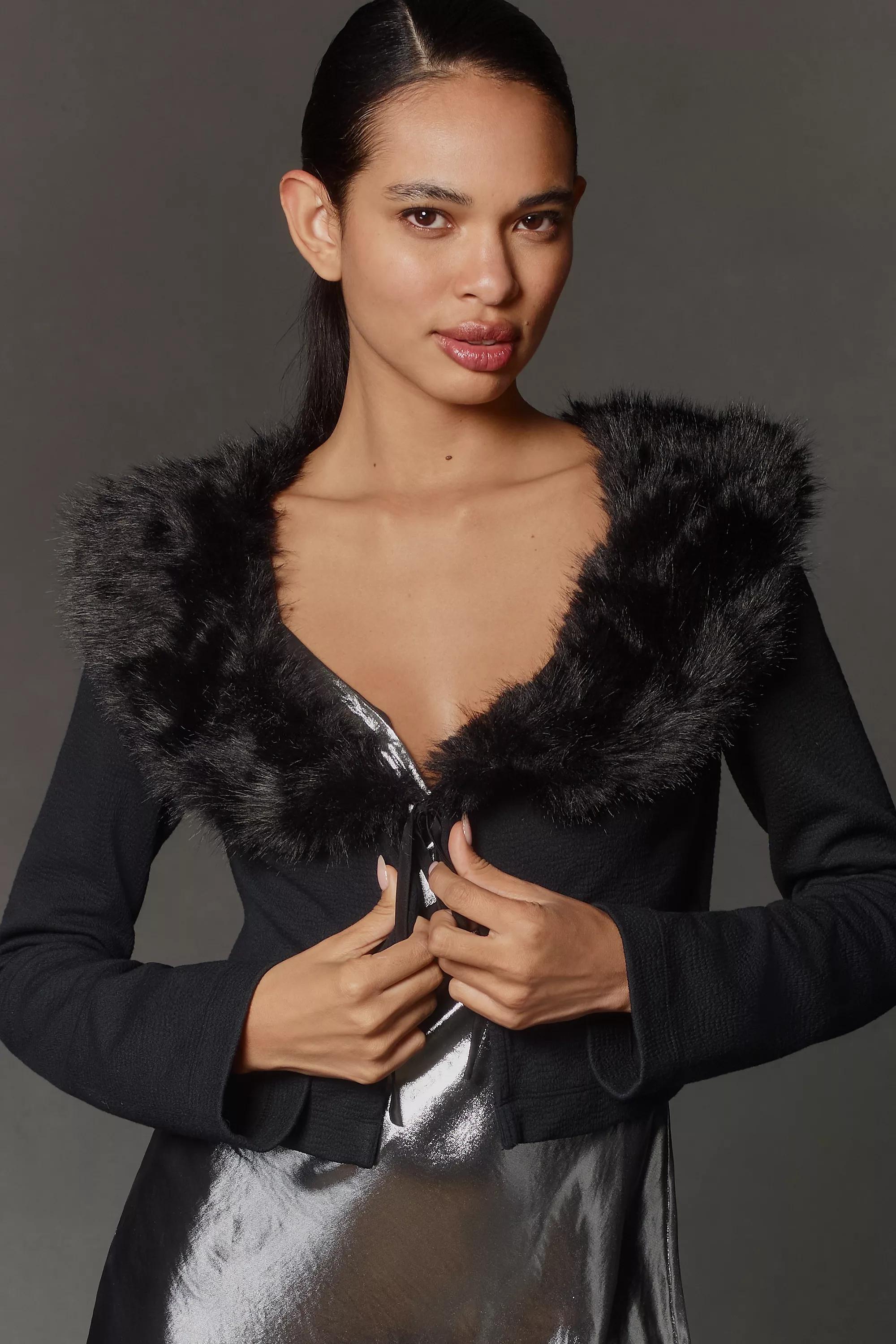 Anthropologie Textured Cropped, Black, , medium