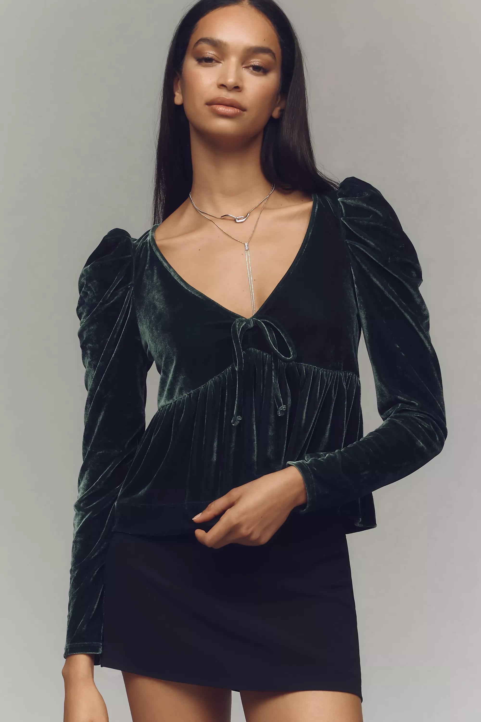 Anthropologie Frills Ruffle Crop Top, Green, , large image number 0