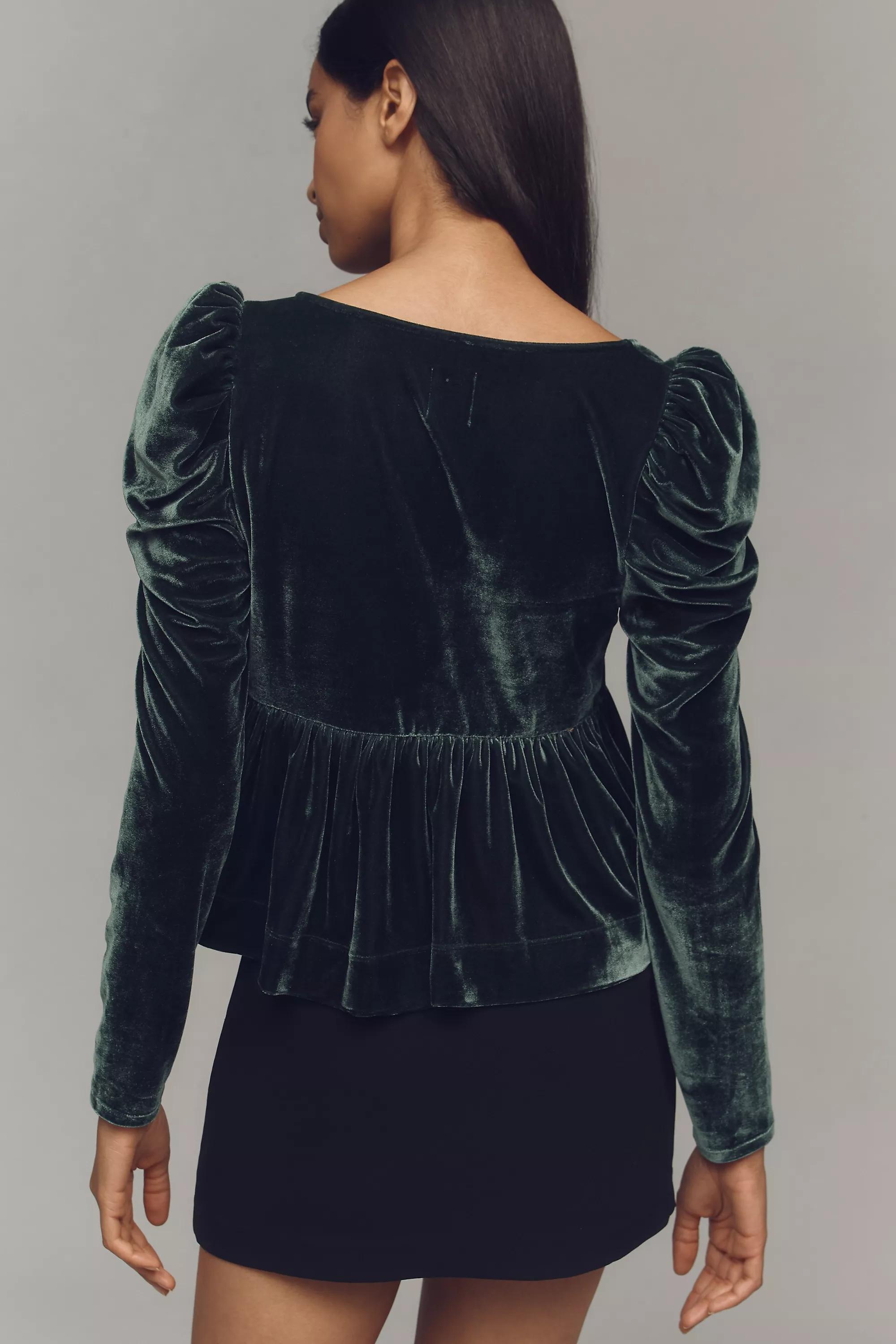 Anthropologie Frills Ruffle Crop Top, Green, , large image number 1