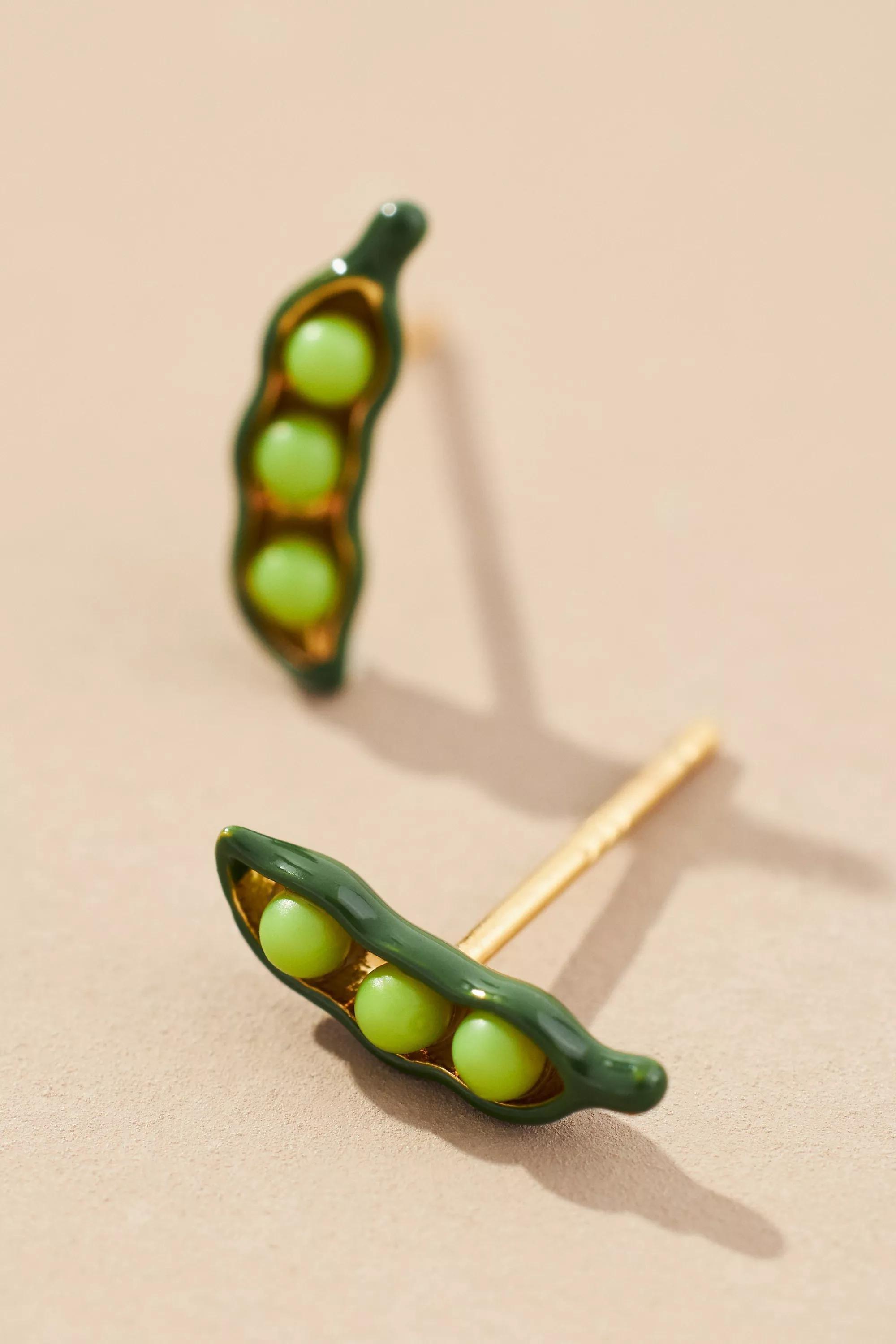 14K Gold-Plated Veggie Post Earrings, Green, A501_0237, large image number 0