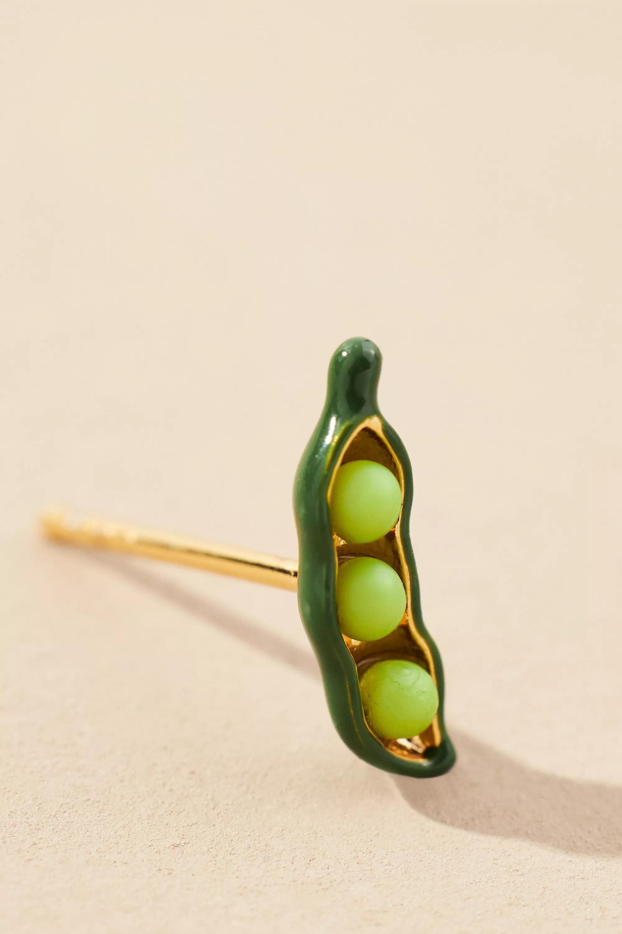 14K Gold-Plated Veggie Post Earrings, Green, A501_0237, large image number 1