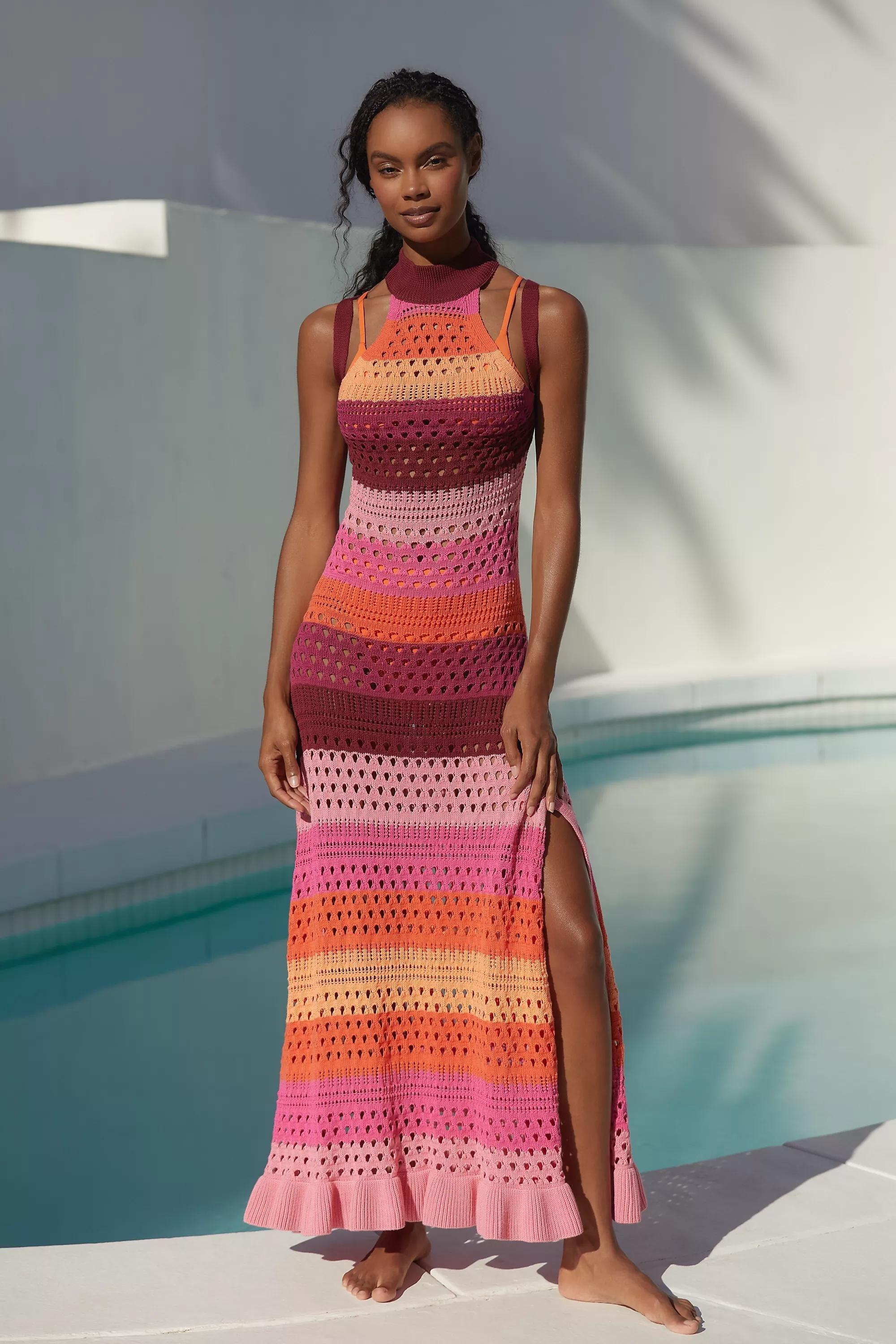 Anthropologie Crochet Bodycon Vacation Maxi, Multicolour, A501_0000, large image number 3