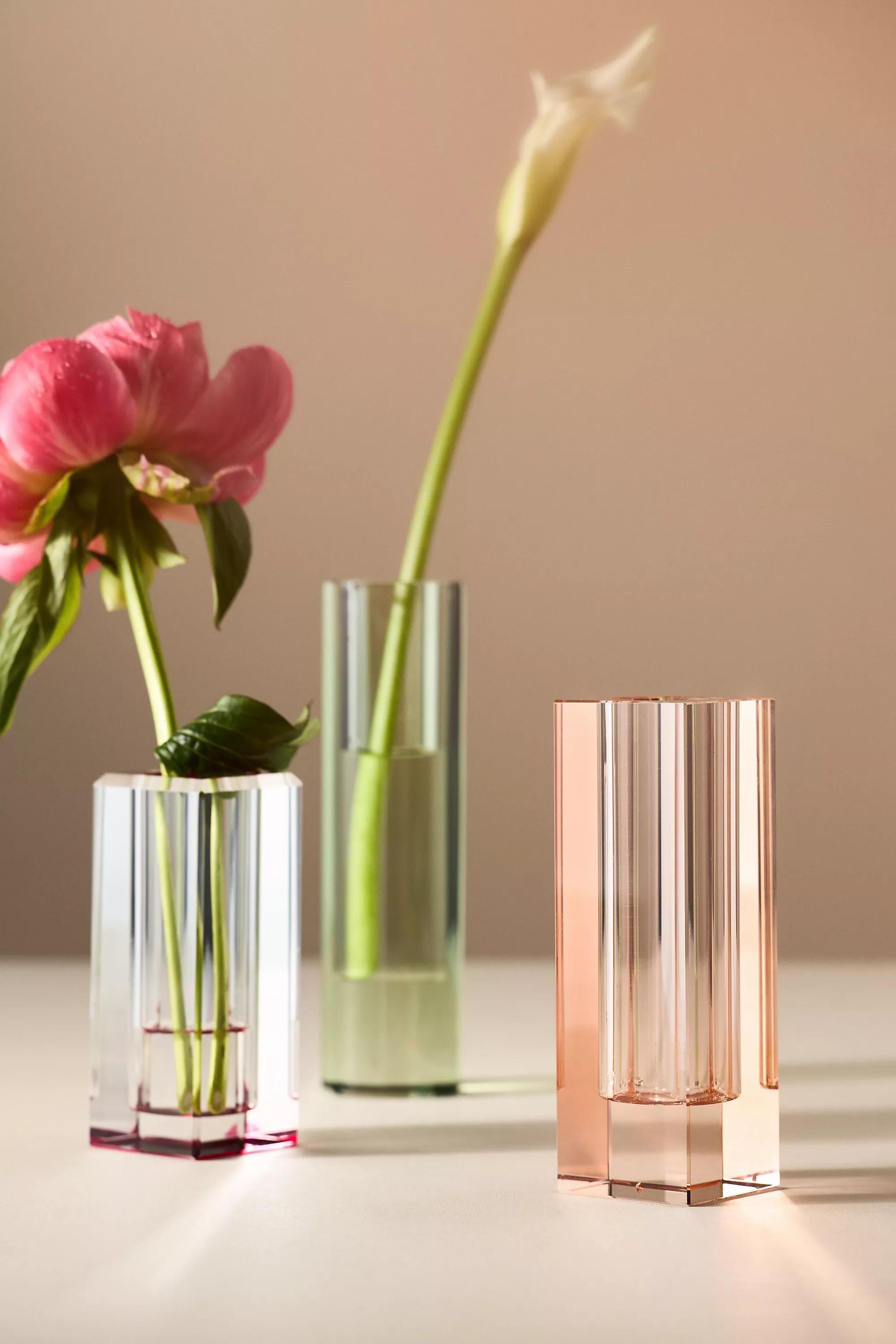 Cut Glass Stem Vase, Green, A501_0237, large image number 1