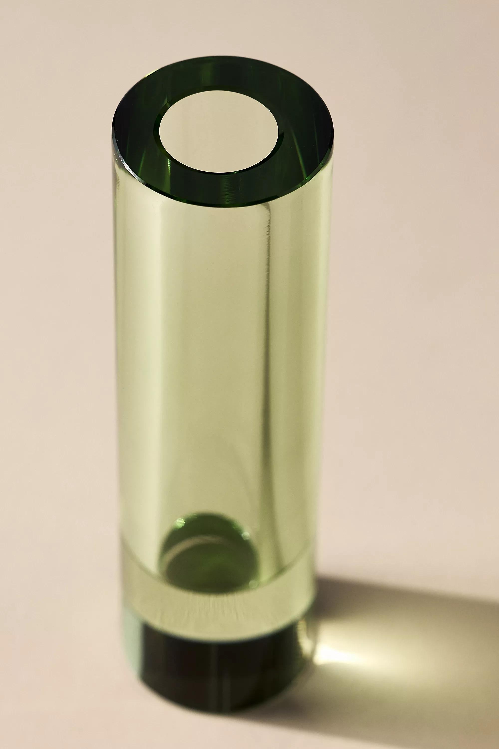 Cut Glass Stem Vase, Green, A501_0237, large image number 2