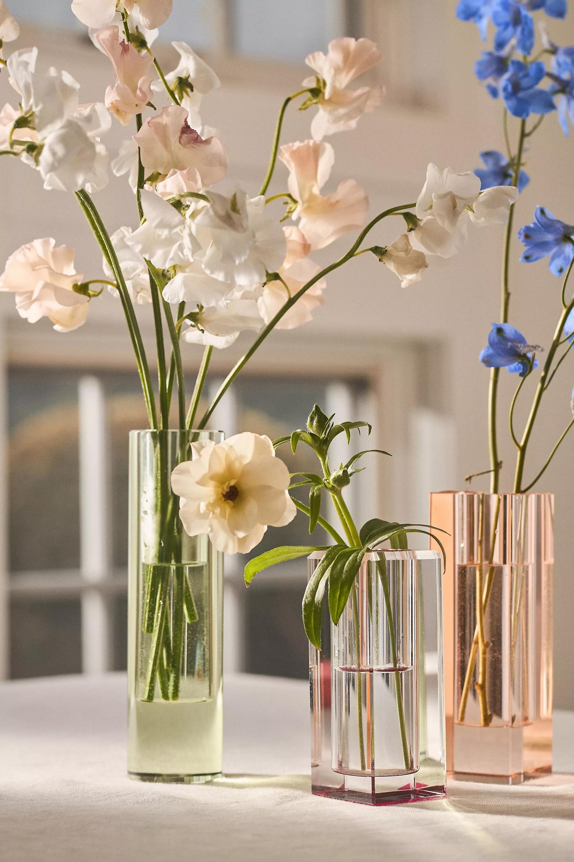 Cut Glass Stem Vase, Green, A501_0237, large image number 3