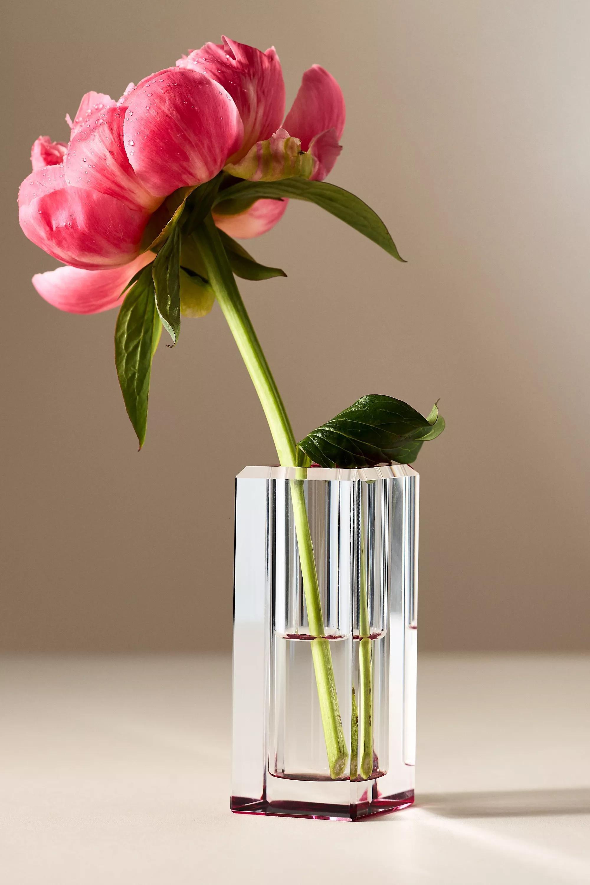 Cut Glass Stem Vase, Pink, A501_0066, large image number 1