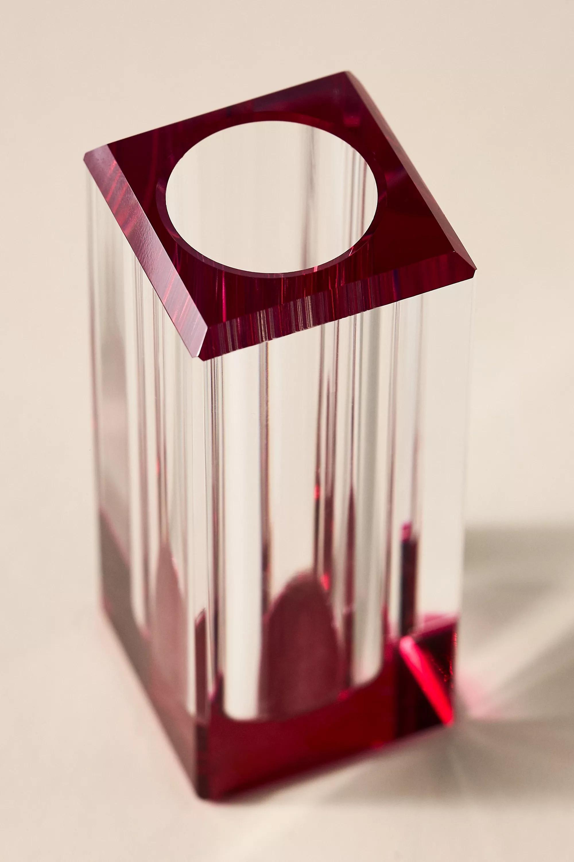 Cut Glass Stem Vase, Pink, A501_0066, large image number 3