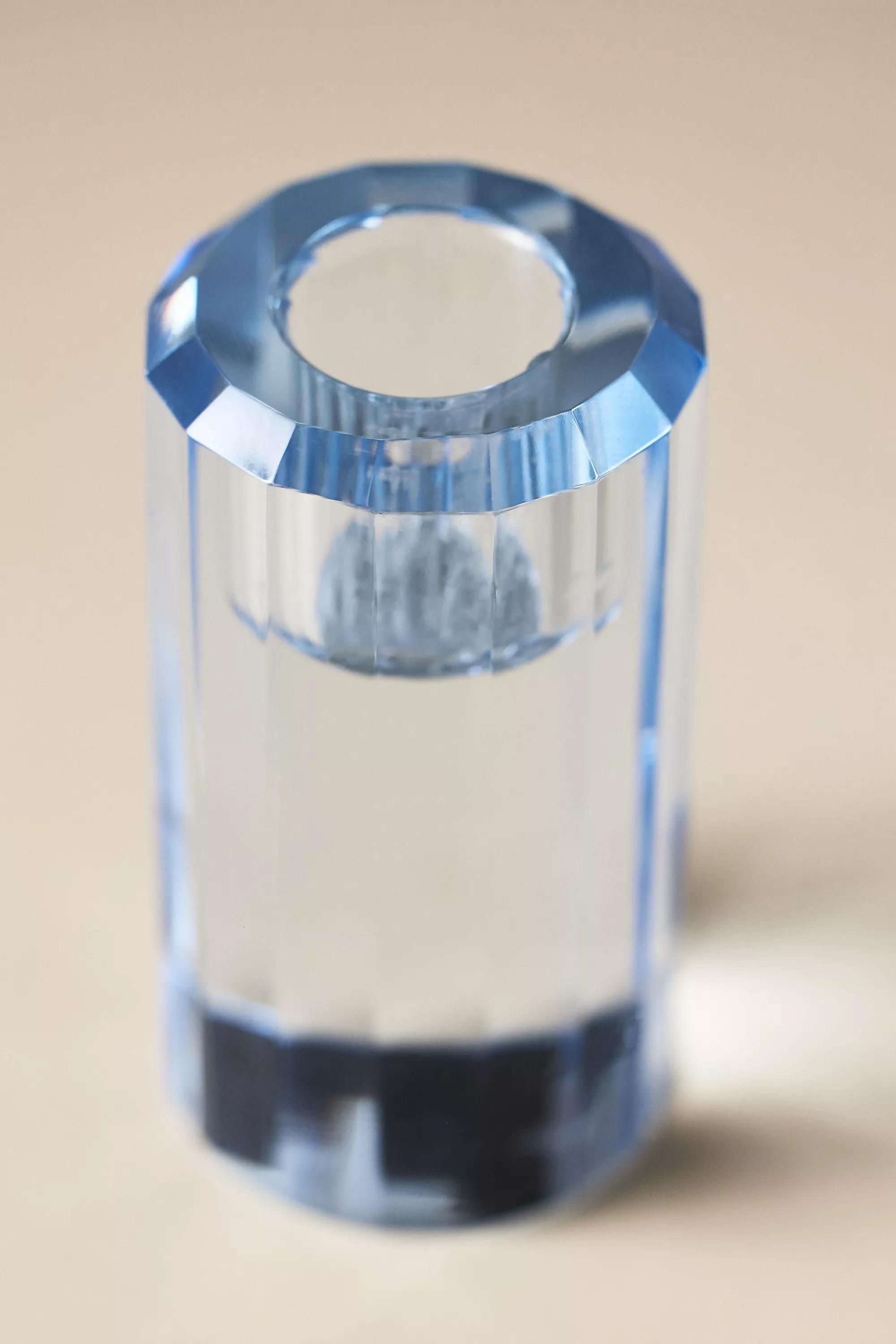 Cut Glass Mini Candle Holder, Blue, A501_0435, medium