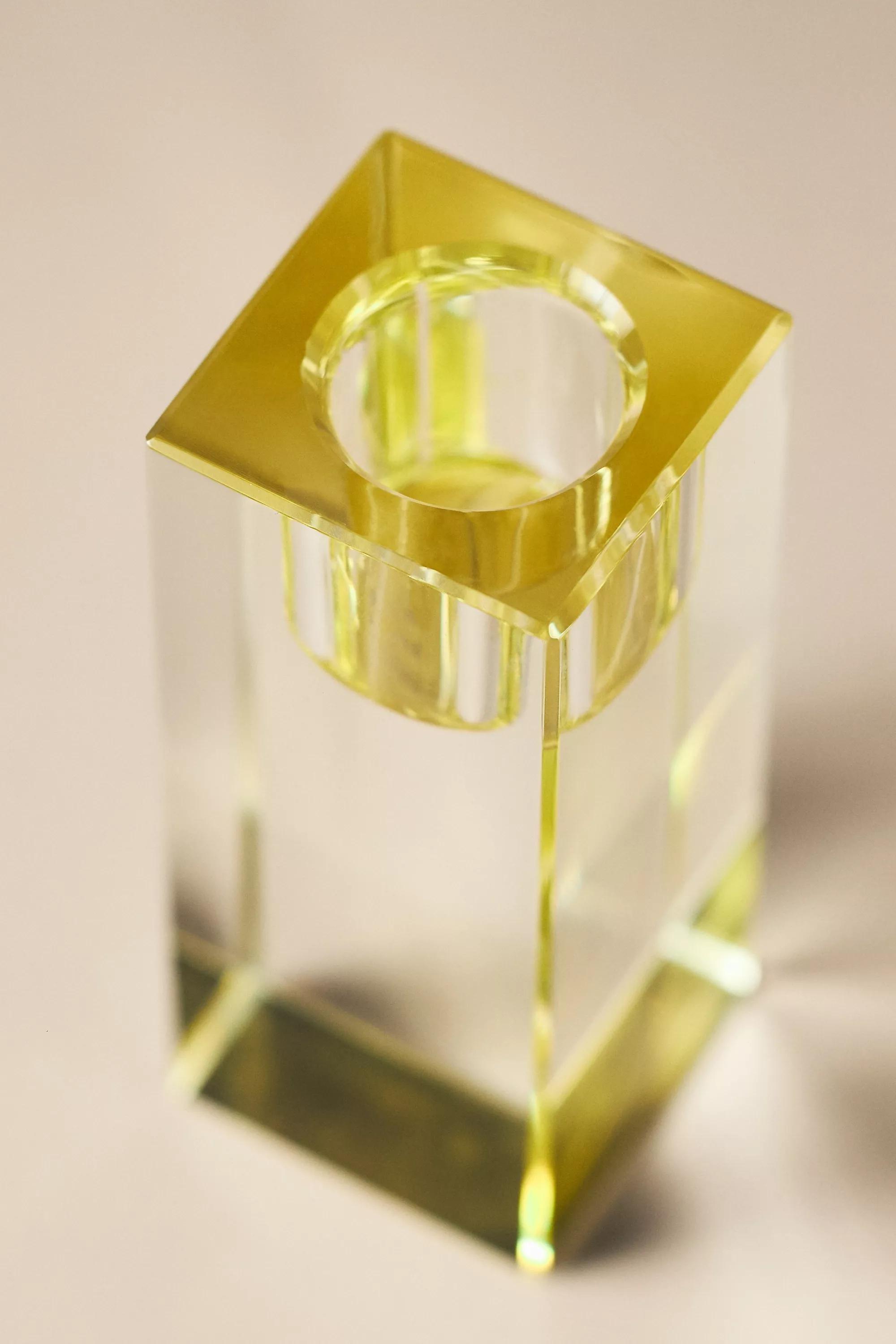 Cut Glass Mini Candle Holder, Yellow, A501_0714, large image number 2