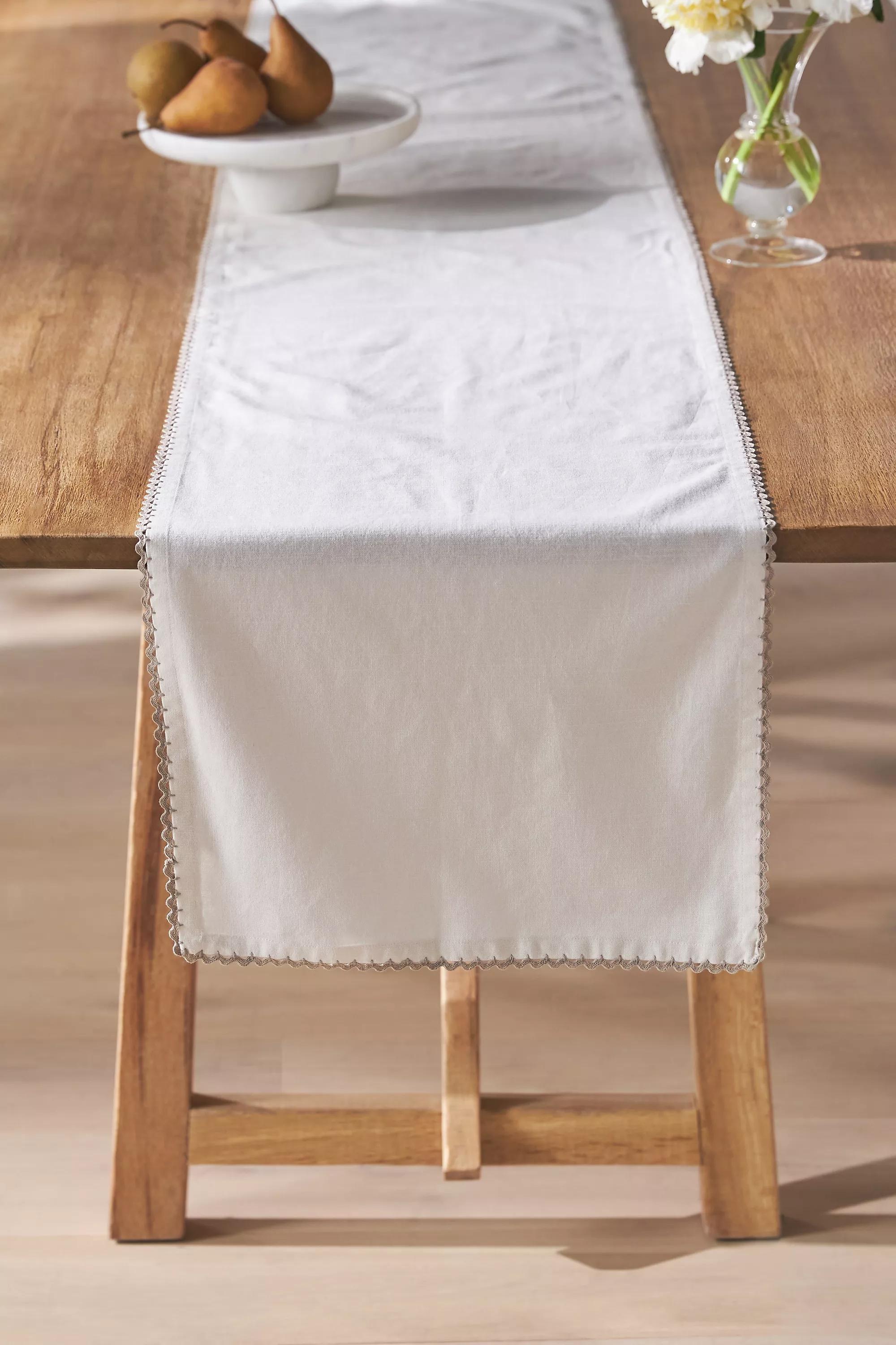Ric Rac Cotton Table Runner, White, A501_0010, medium