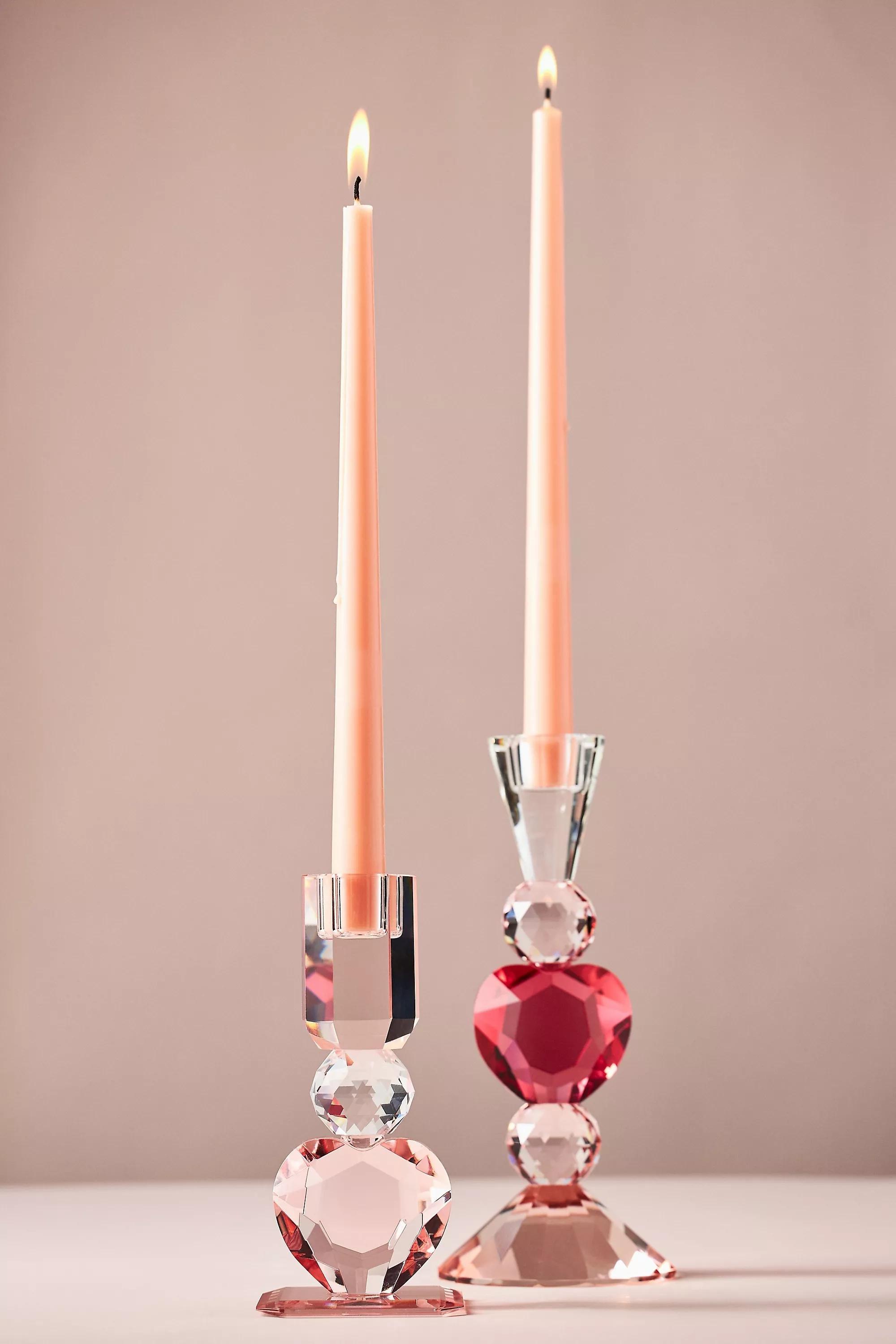Combo Heart Cut Glass Candle Holder, Pink, A501_0266, large image number 1