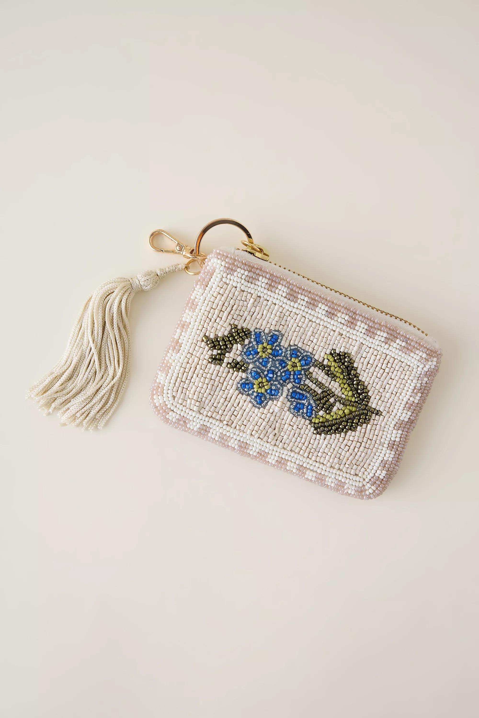 Beaded Coin Purse, Beige, A501_0024, large image number 0