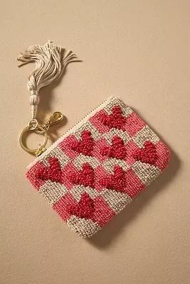 Beaded Heart Coin Purse, Red, A501_0060, large image number 0