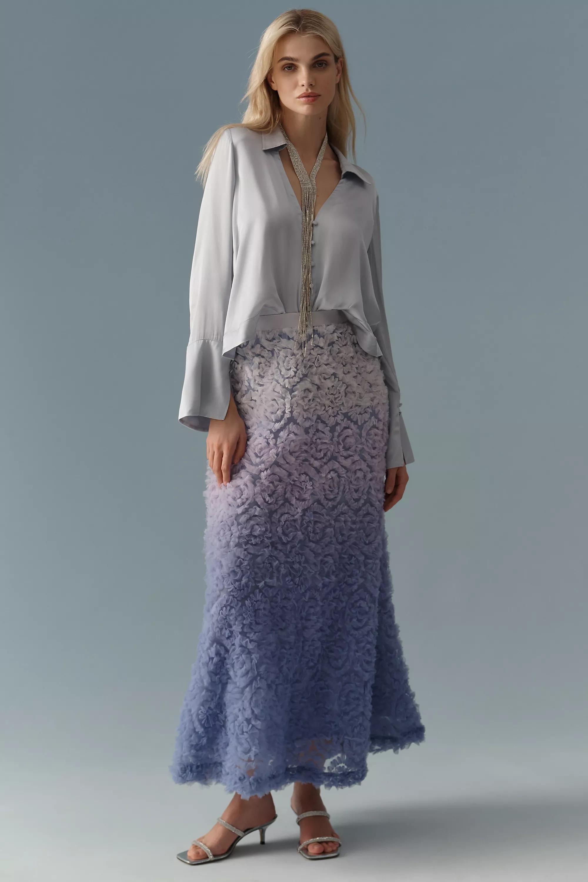 Anthropologie Ombre Wrap Brunch Midi, Blue, , large image number 0
