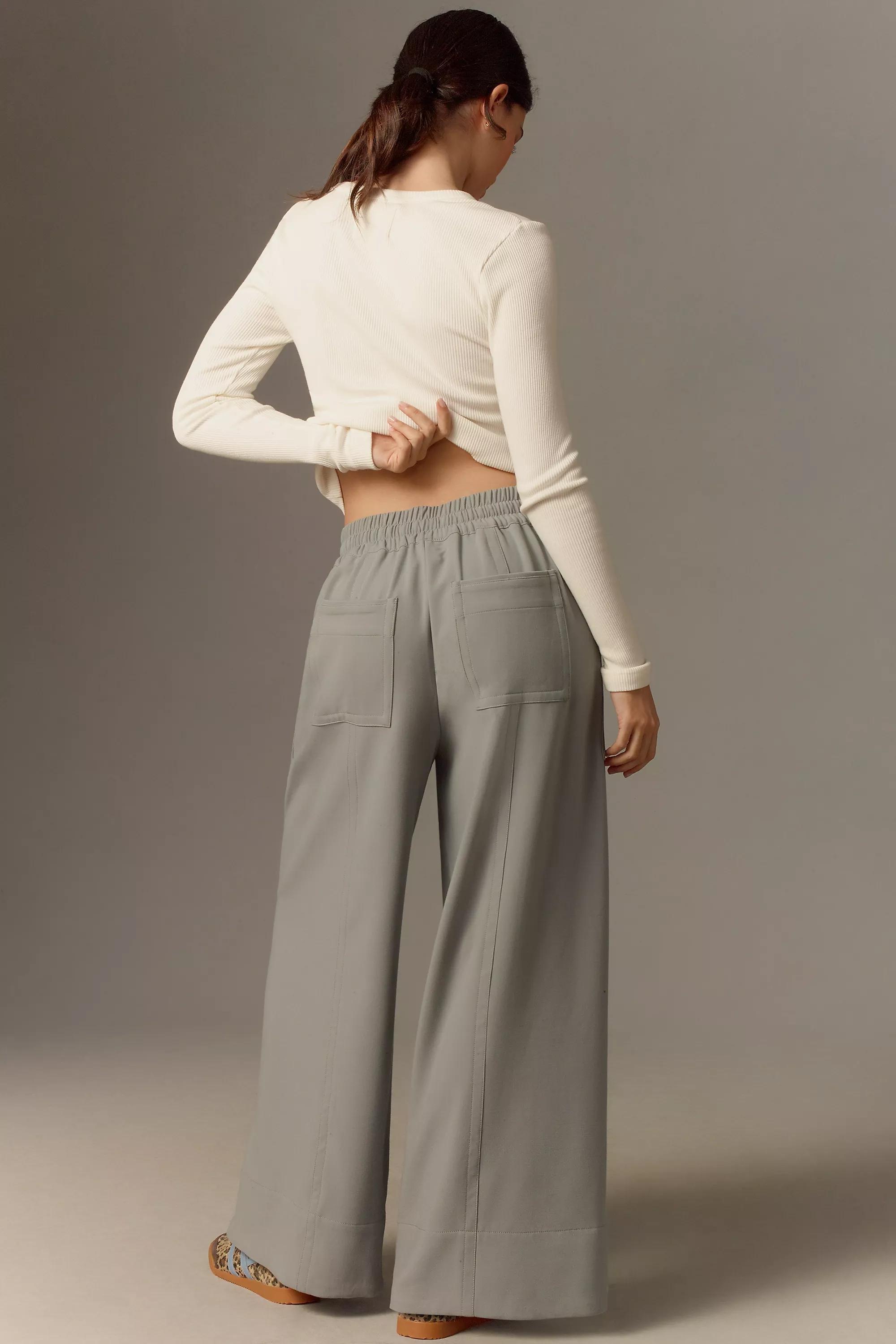 By Maeve La Ponche Wide-Leg Pull-On Trousers, Grey, A501_0004, large image number 1
