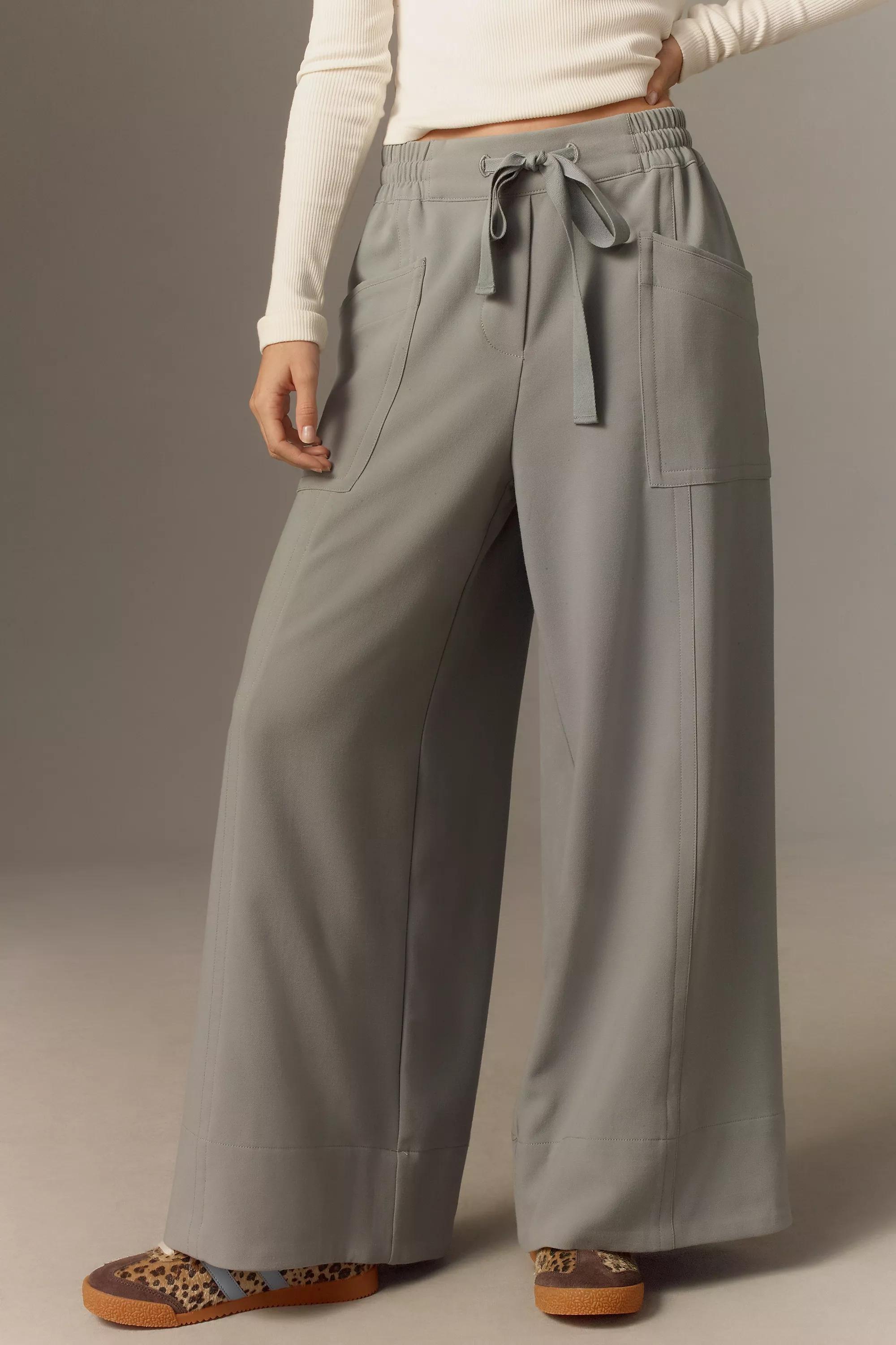 By Maeve La Ponche Wide-Leg Pull-On Trousers, Grey, A501_0004, large image number 2