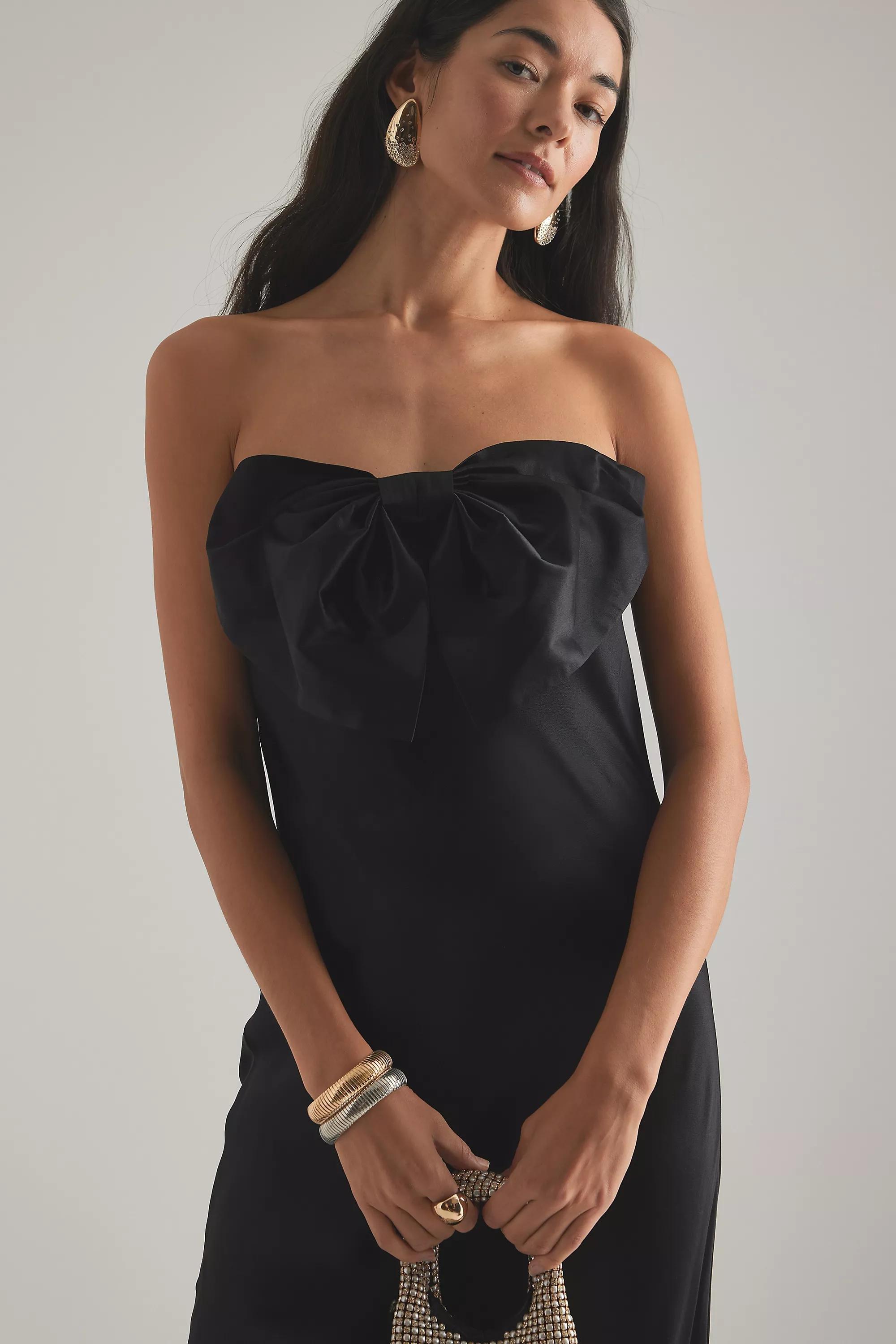 Carrie Bow Bandeau Maxi Slip Dress, Black, , large image number 1