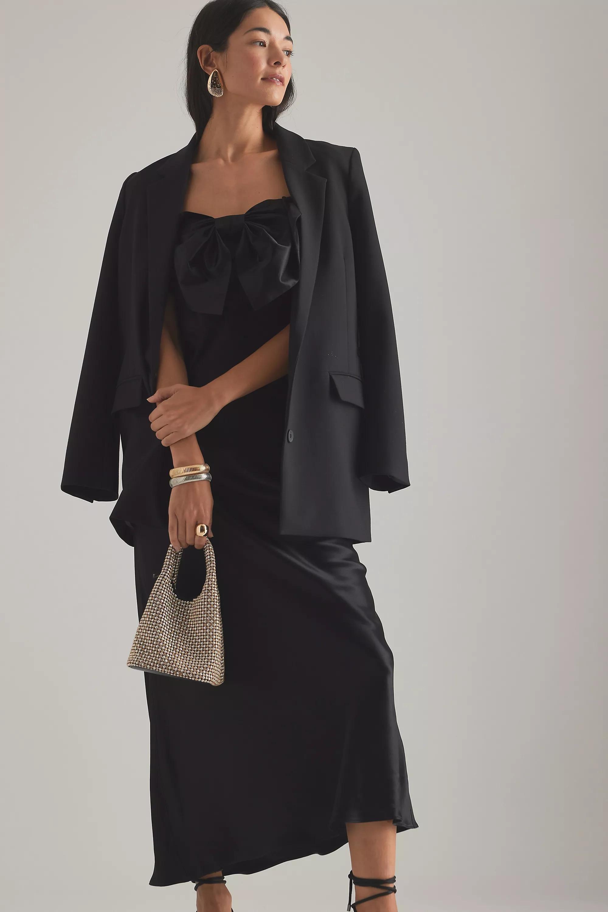 Carrie Bow Bandeau Maxi Slip Dress, Black, A501_0001, large image number 2
