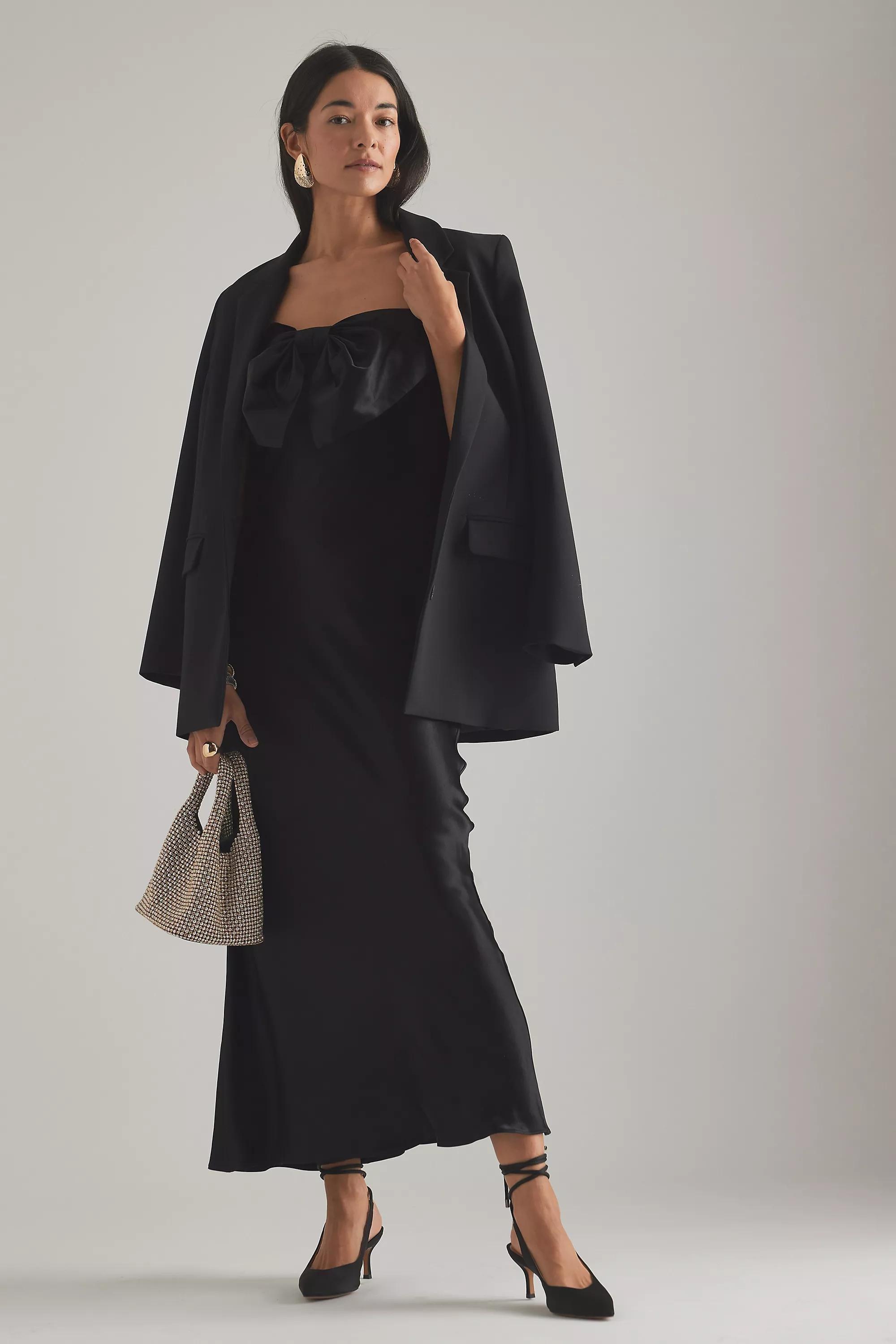 Carrie Bow Bandeau Maxi Slip Dress, Black, , large image number 4