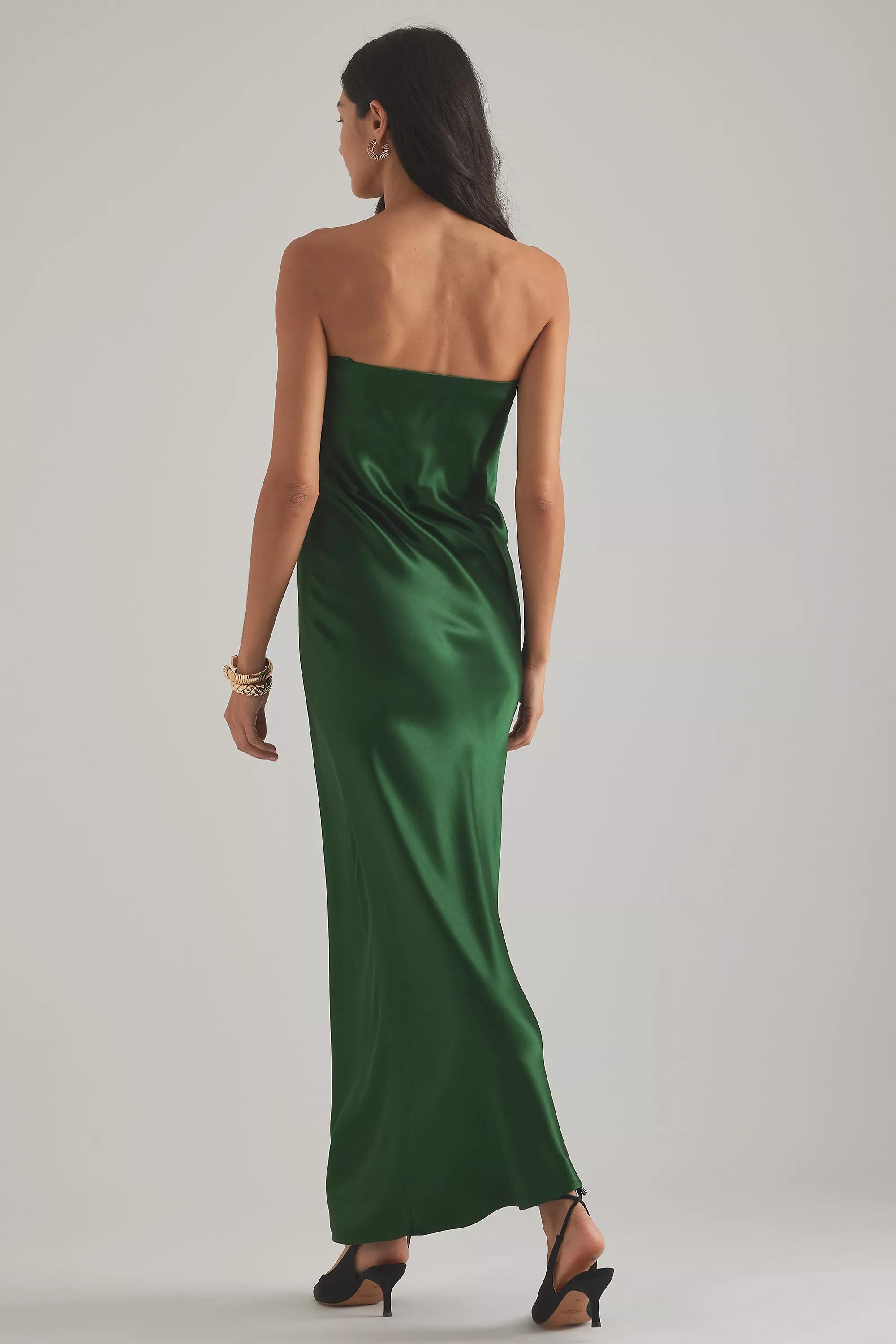 Anthropologie Knot Strapless Formal Maxi, Green, , large image number 5