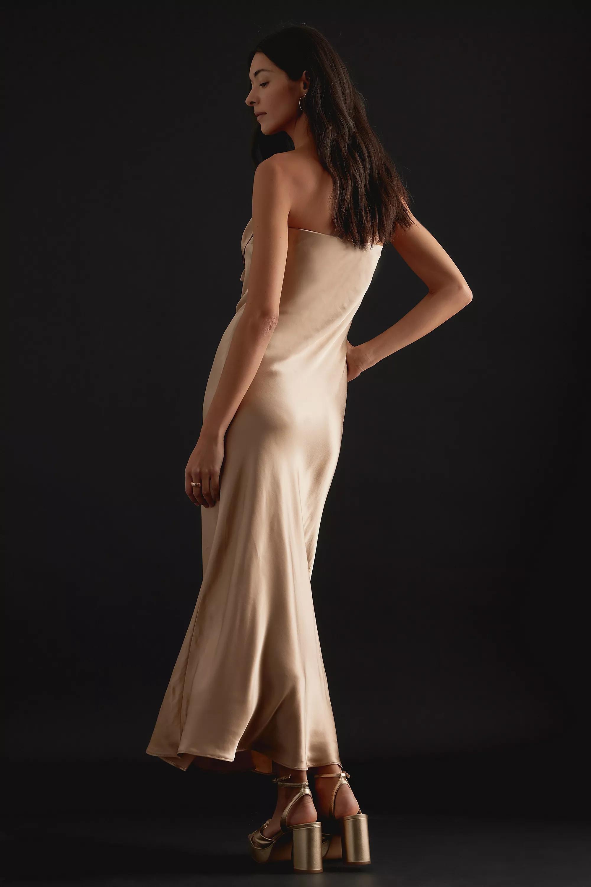 Carrie Bow Bandeau Maxi Slip Dress, Gold, , large image number 4