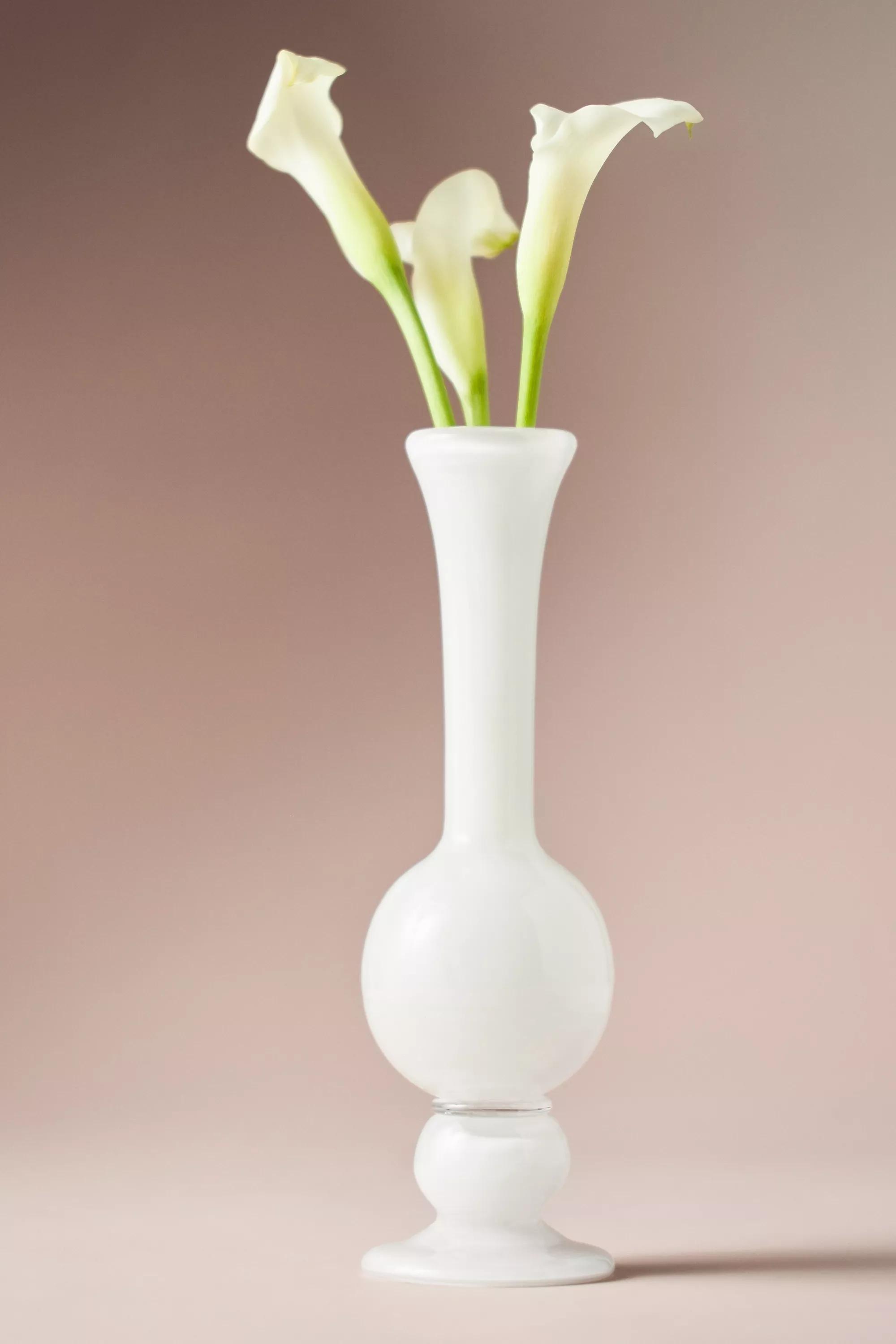 Bristol Soda Glass Bud Vase, White, A501_0010, large image number 1